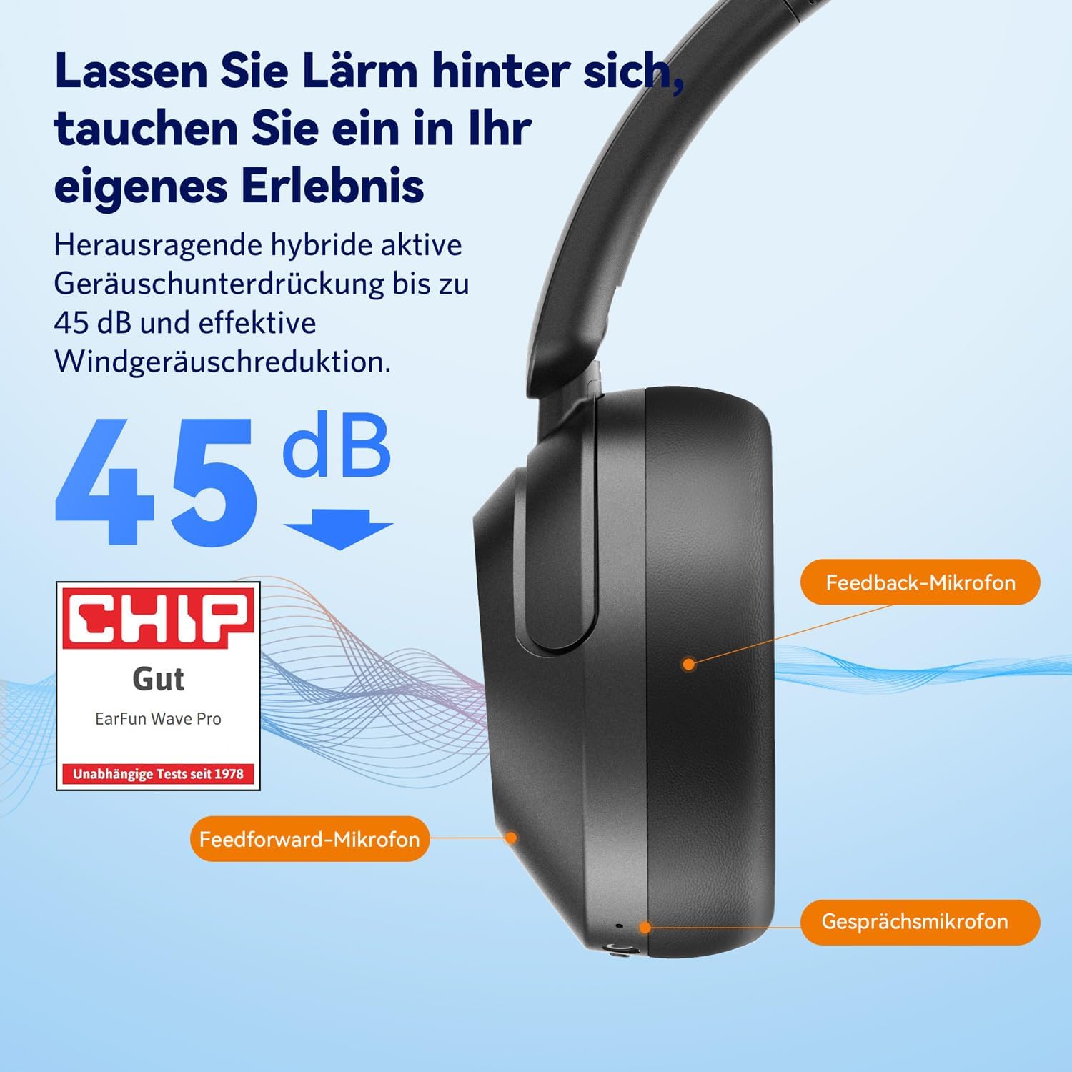 Detalle 2 de EarFun Wave Pro Kopfhörer 80 Std Akku