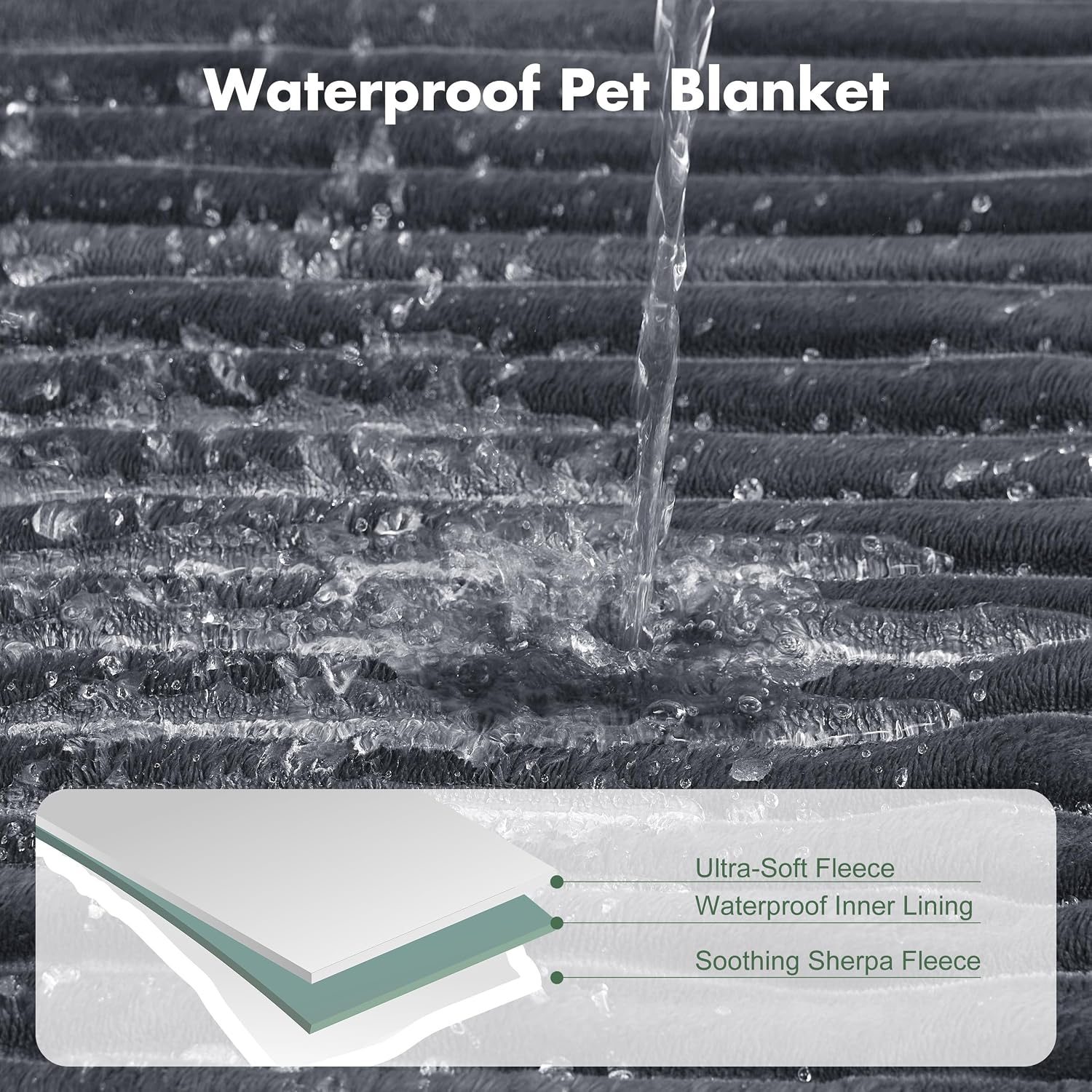 Detalle de FWERDG Waterproof Dog Blanket, 40"x50" Fleece Couch Protector