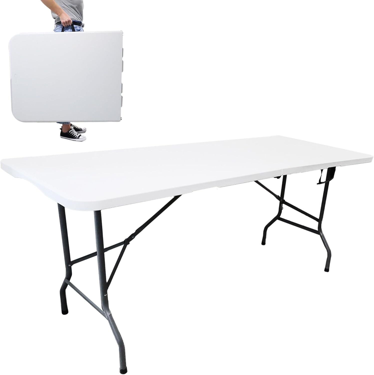 DIVCHI Folding Table 6ft 1.8M: Heavy Duty Plastic Folding Table for Indoor & Outdoor Use