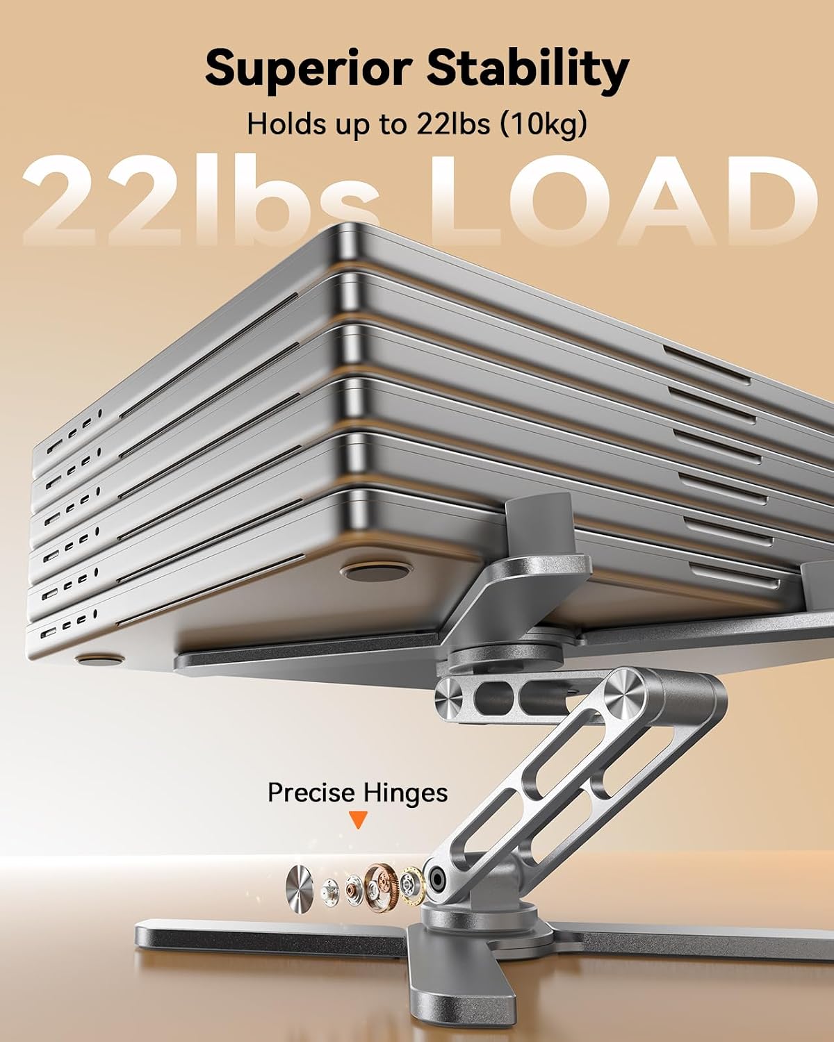 Detalle 2 de TECKNET Laptop Stand for Desk – 360° Rotating Ergonomic Aluminium Riser