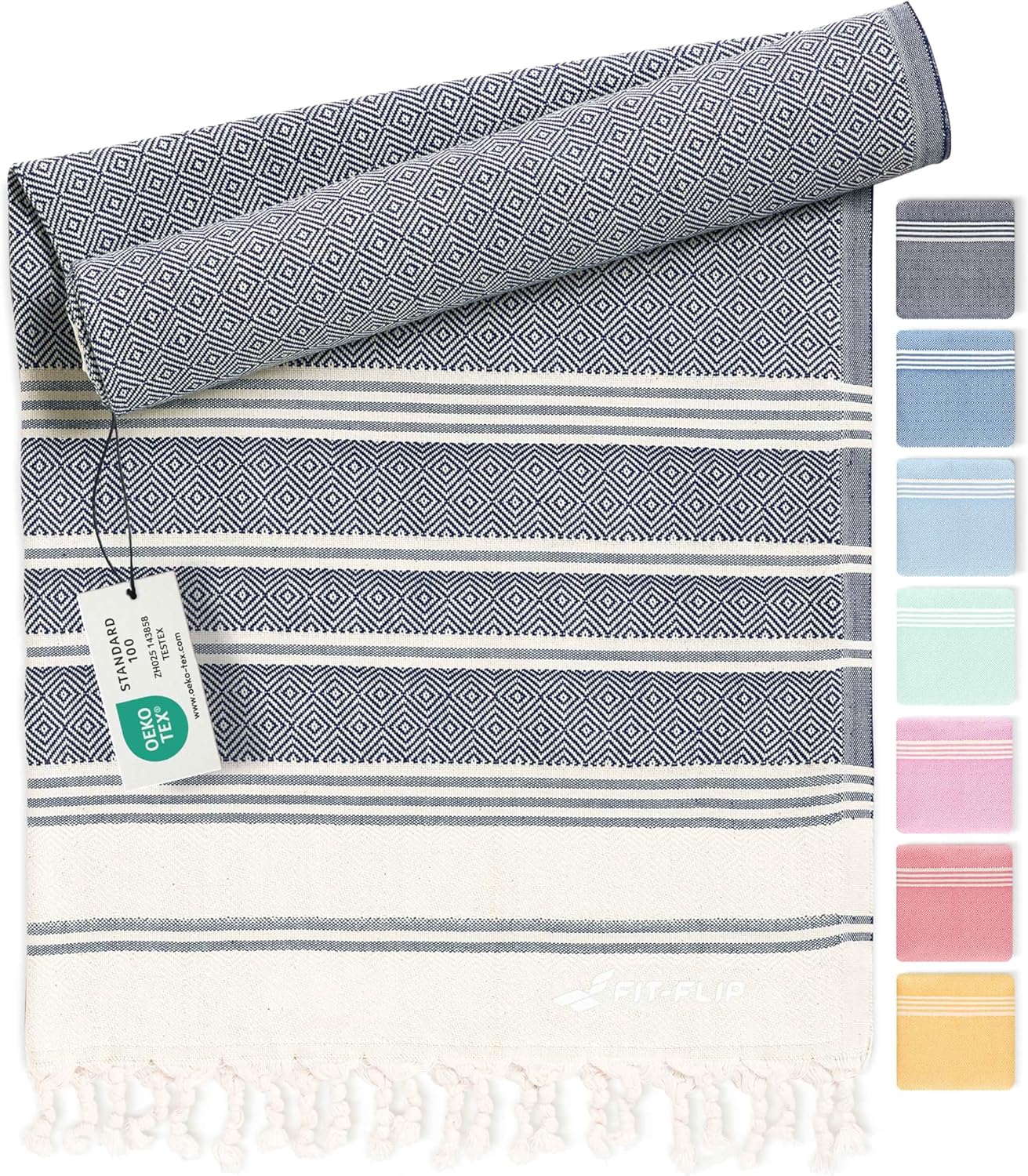 Fit-Flip Fouta 200x200cm coton 100% bleu marine