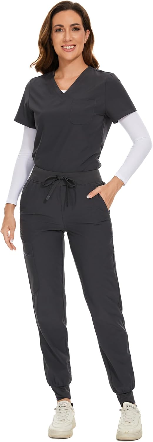 Thumbnail 5 de COZYFIT Scrubs for Women Set — Stretch V-Neck Scrub Top & Jogger Pants with 8 Pockets