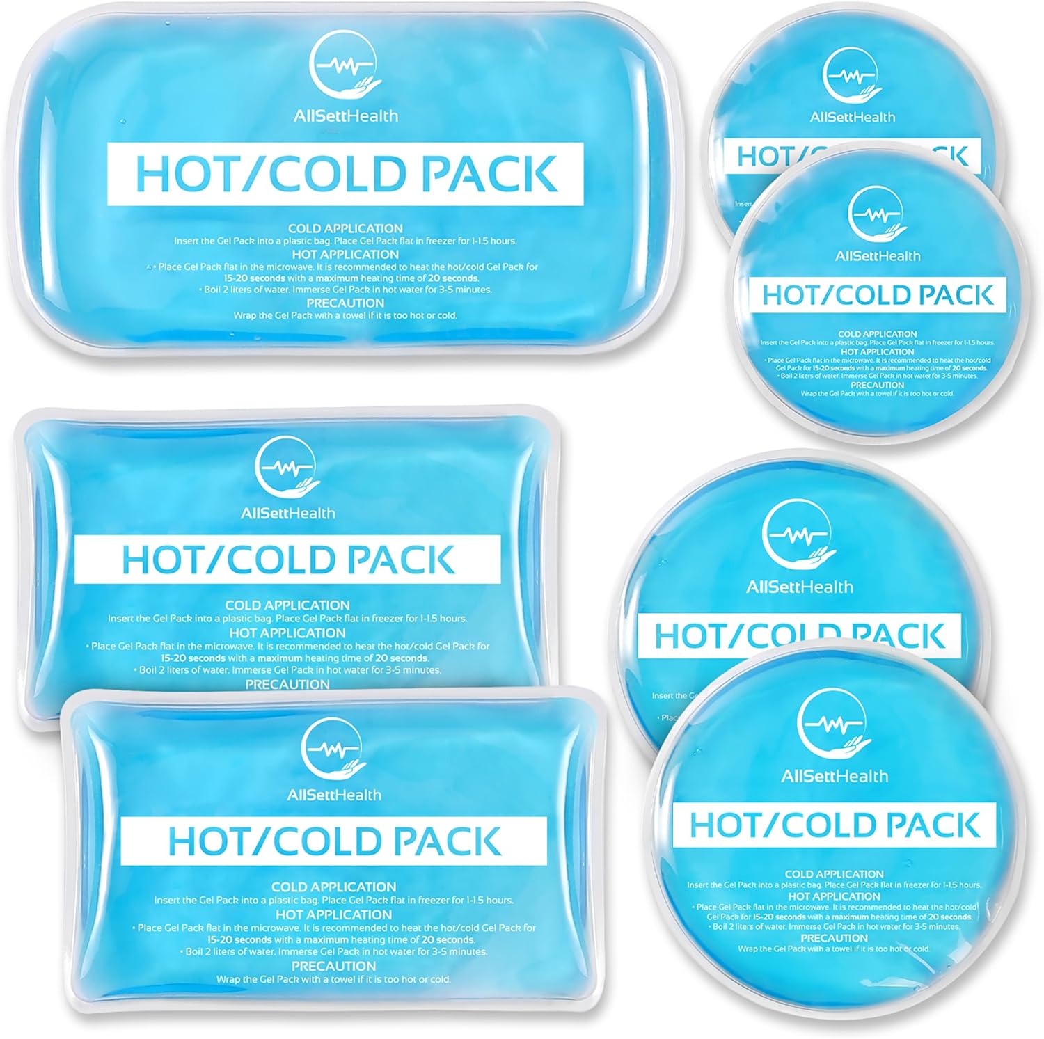Detalle de Reusable Hot and Cold Gel Ice Packs for Injuries – 7 Variety Pack (Hot & Cold Relief)