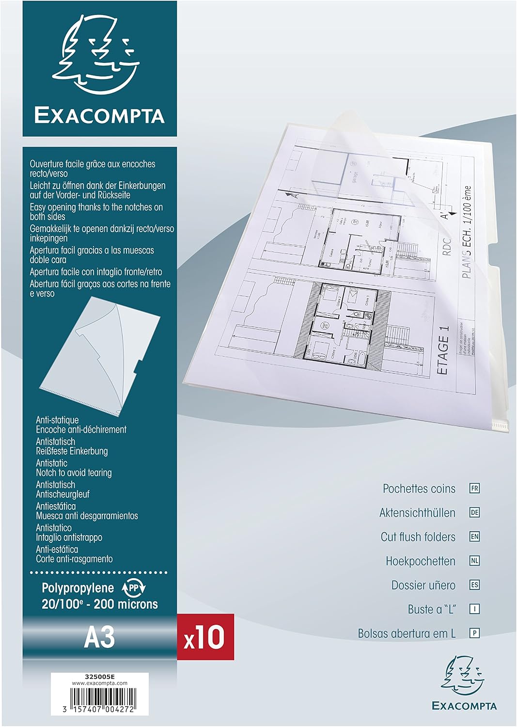 Thumbnail 3 de Exacompta 325005E pochettes coins A3 cristal