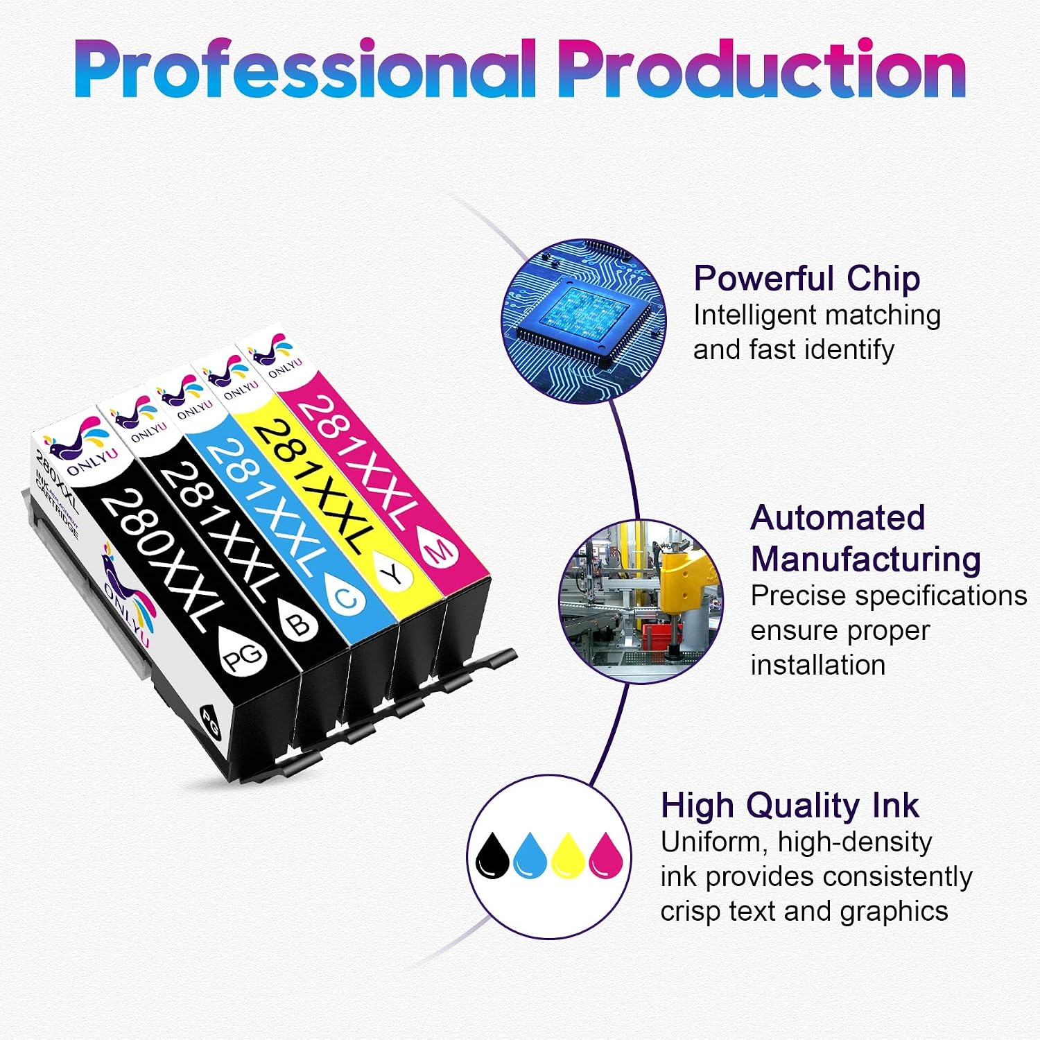 Detalle 2 de ONLYU compatible ink cartridges 280XXL