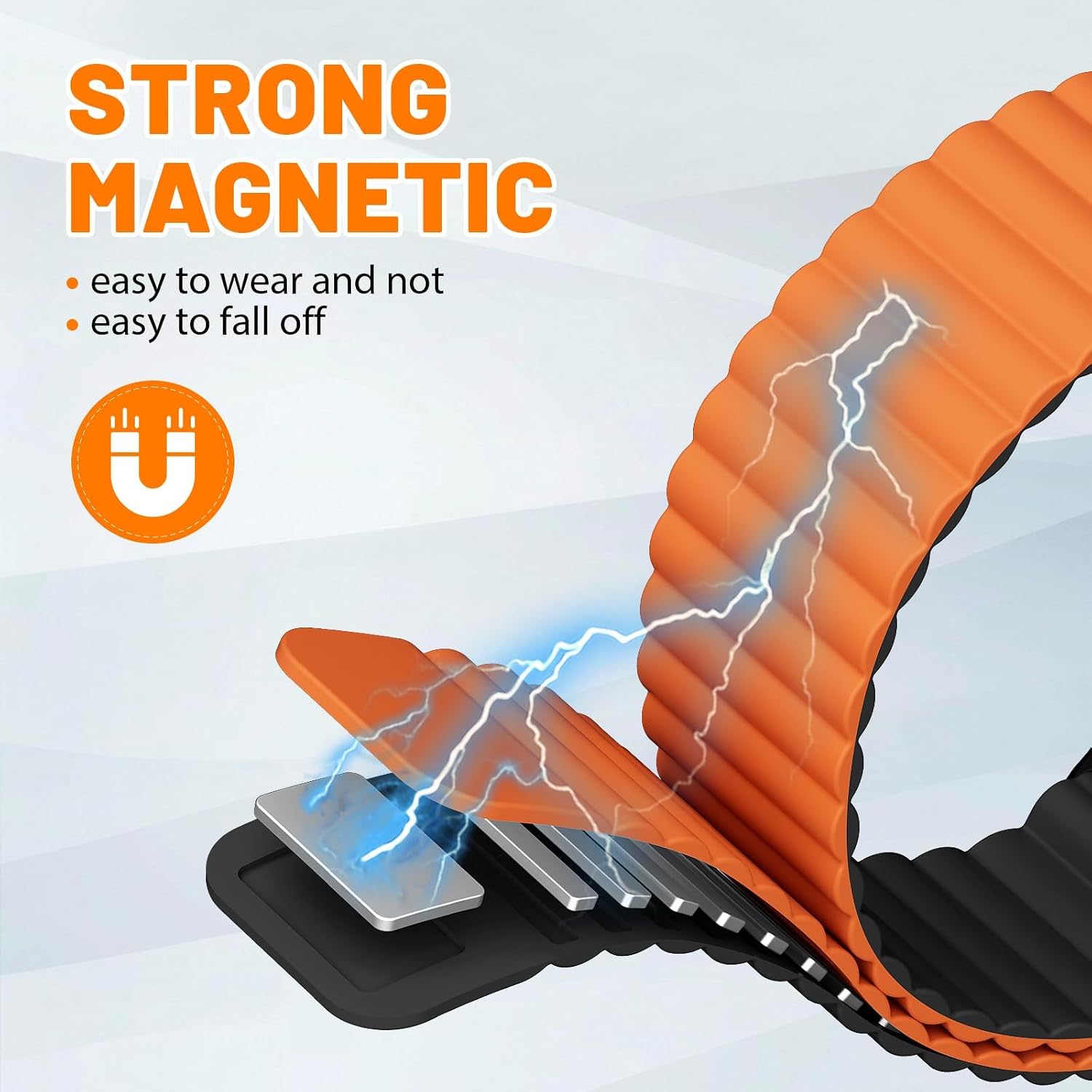 Detalle 2 de Magnetic Sport Bands for Apple Watch – Silicone Loop Wristband (40–46/49mm) with Magnetic Closure