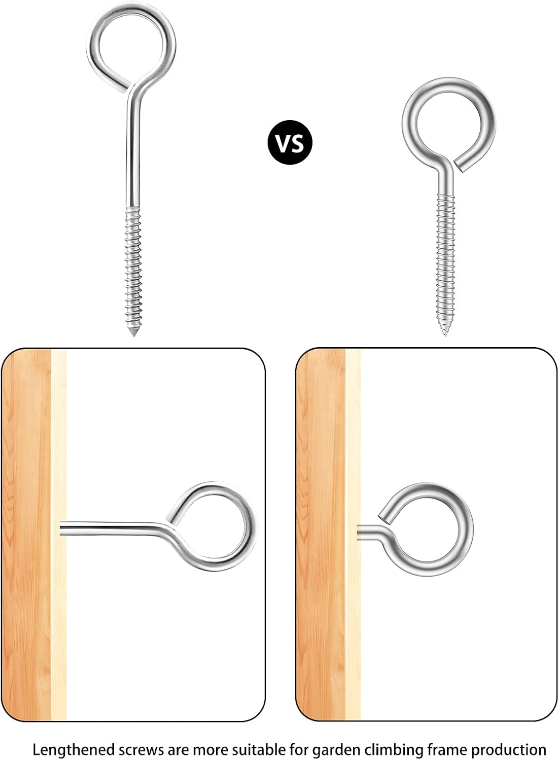 Detalle de TooTaci Eye Bolts M5/100mm Long Stainless Steel Screw-in Hooks (20 Pieces)