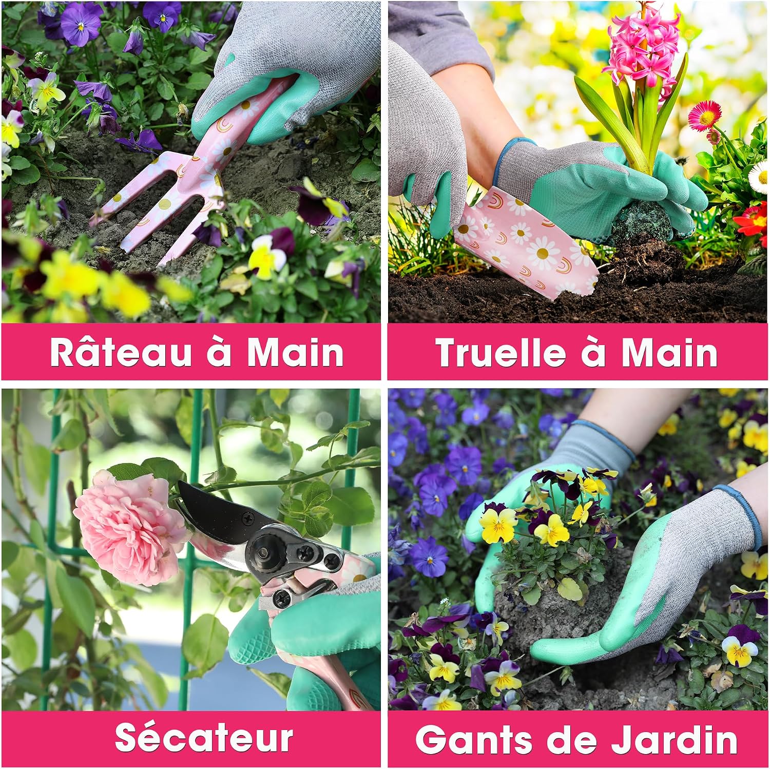 Detalle de WORKPRO Ensemble d'outils jardin 4 pièces, inox