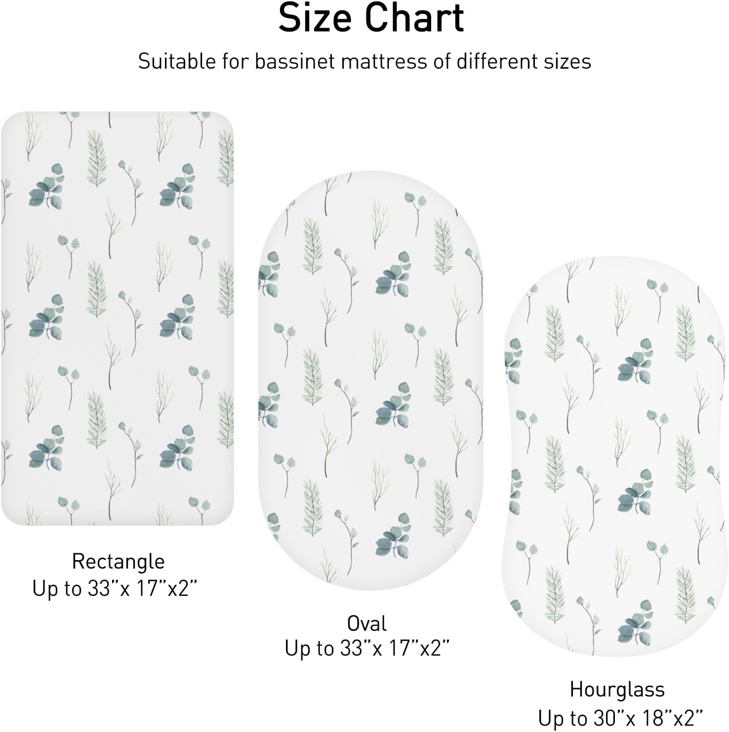 Thumbnail 1 de Moses Basket Sheets 82x41cm – 4 Pack Fitted Bassinet Sheets for Oval, Hourglass, Rectangle Cribs