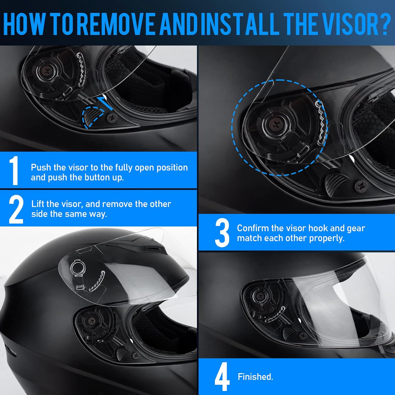 Thumbnail 6 de Casque intégral Favoto ECE 22.06 pour moto et scooter (61 cm) noir
