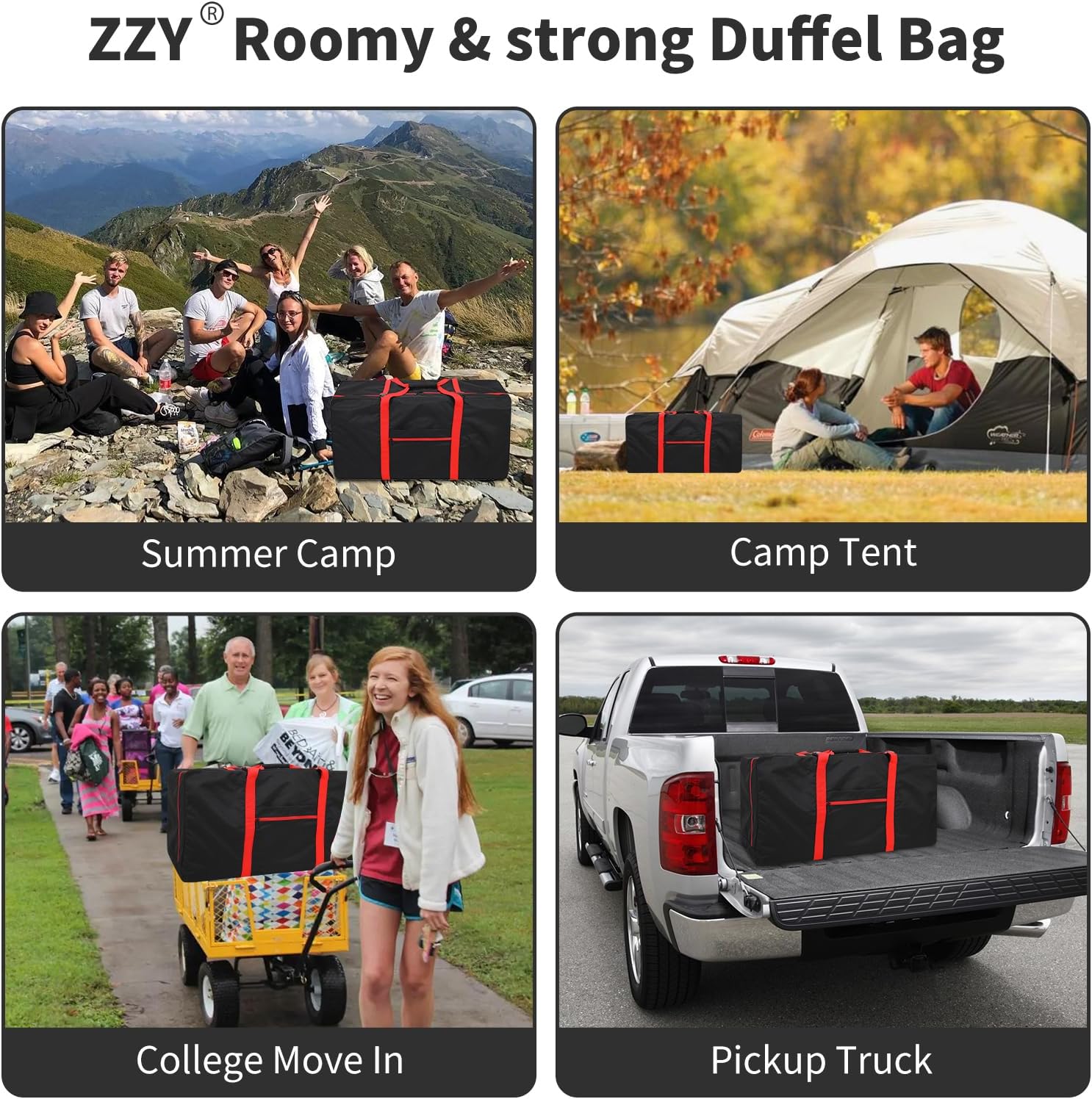 Thumbnail 6 de Surdimensionné Sac de Voyage Pliable 110L – Grand Léger Noir pour Camping, Sport et Weekend