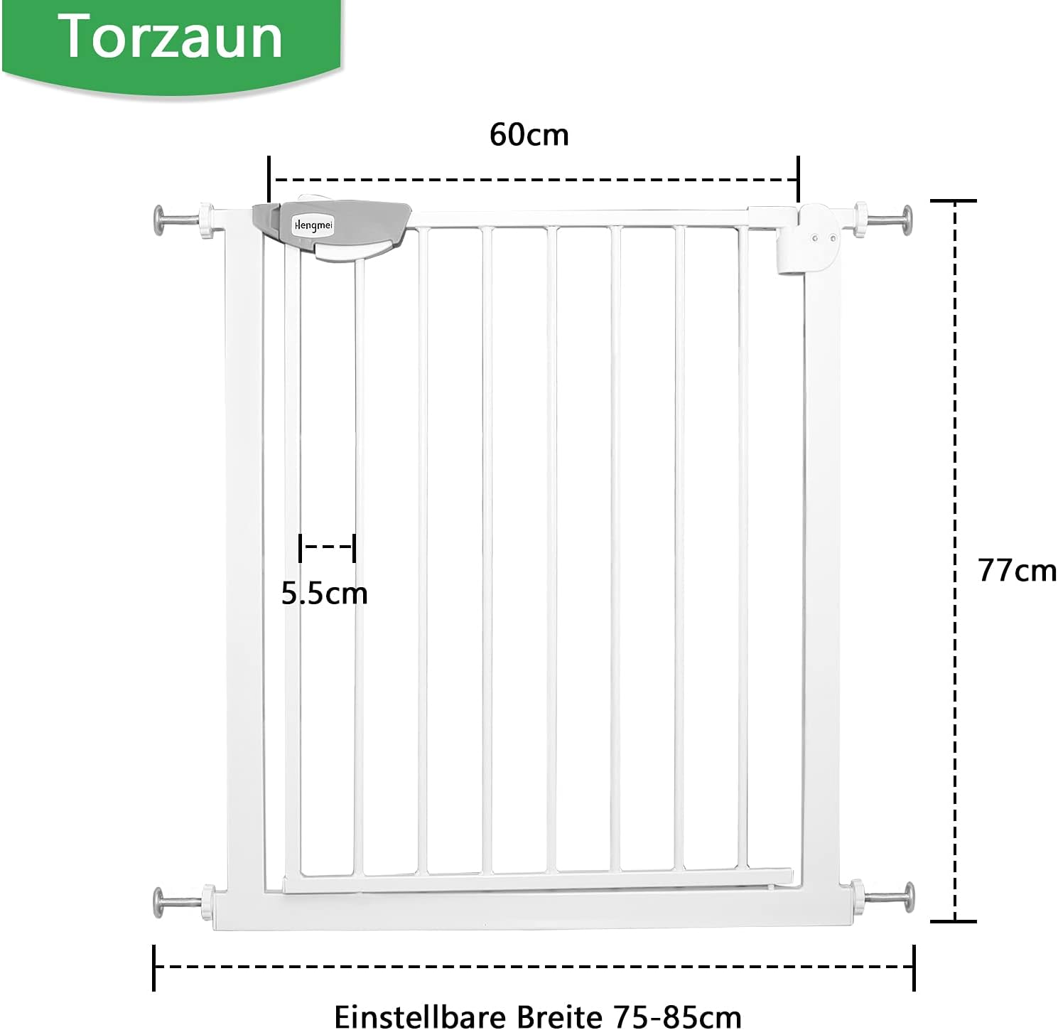 Detalle de UISEBRT Türschutzgitter Ohne Bohren – 75–85 cm Breite, Auto-Close, Weiß