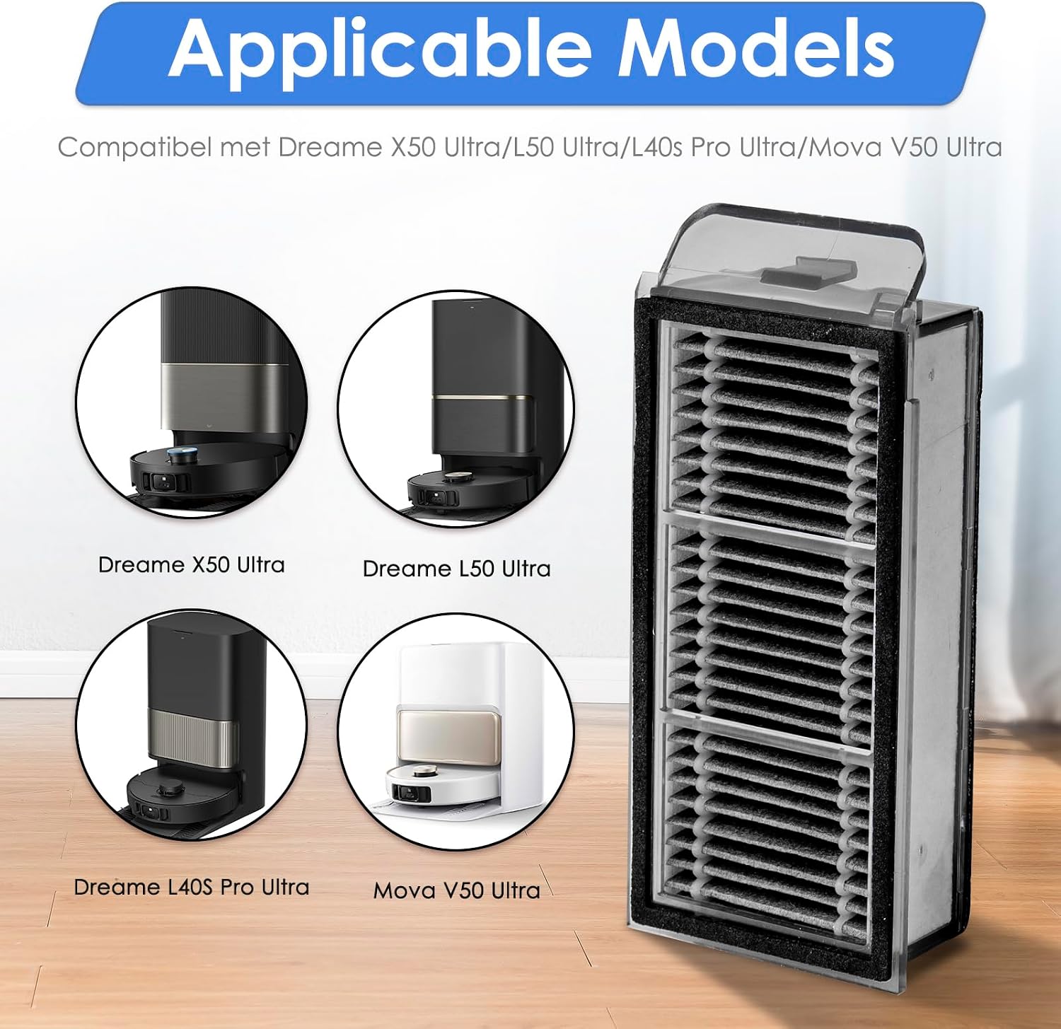 Detalle 2 de FILTERIST X50 Ultra HEPA-filters voor robotstofzuigers, set van 4