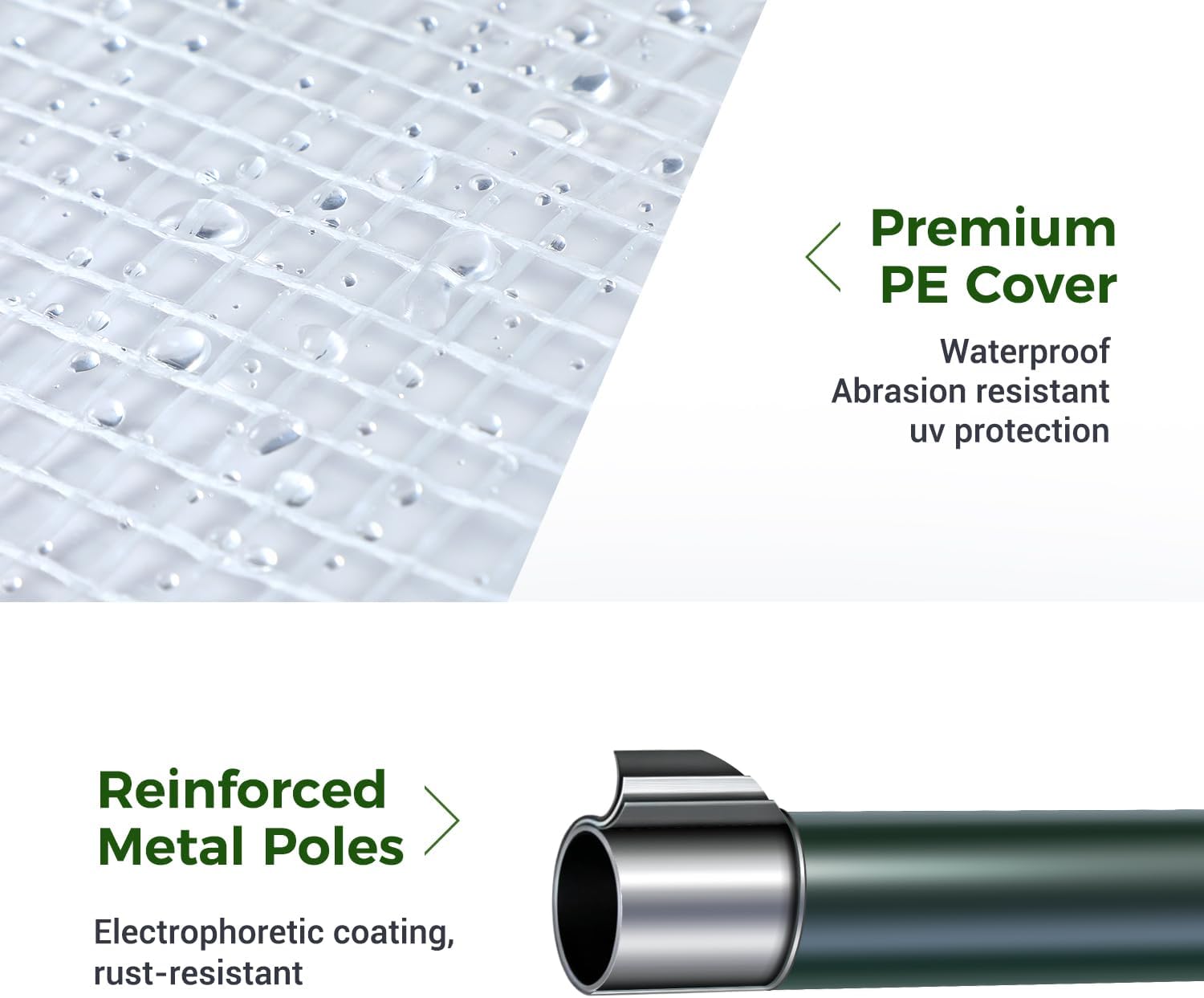 Detalle de Ohuhu Walk In Greenhouse (Portable Tomato Greenhouse) with PE Cover & Roll-Up Door, White 200x77x170 cm