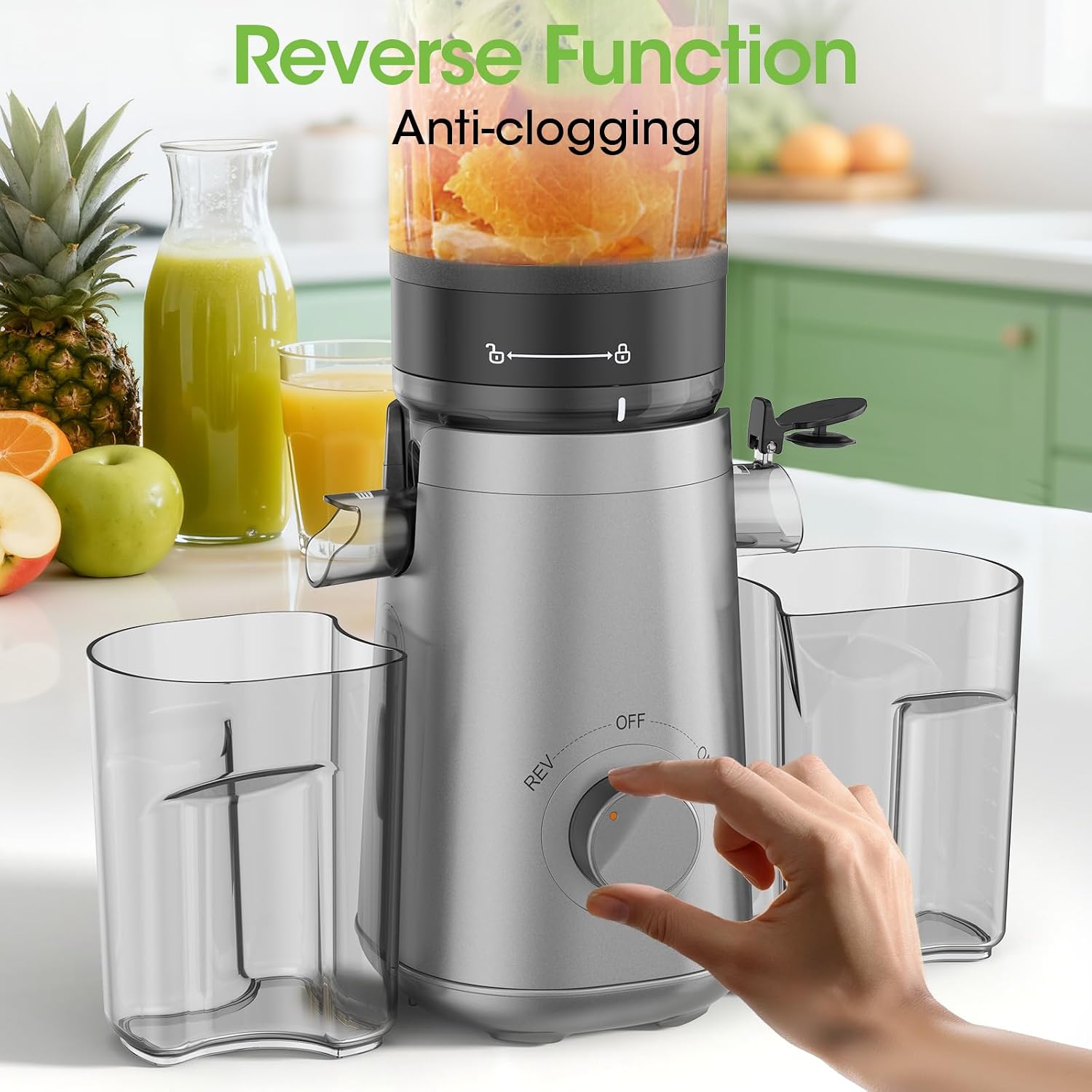 Detalle de SMALLHOO cold press juicer, 5.3-inch chute