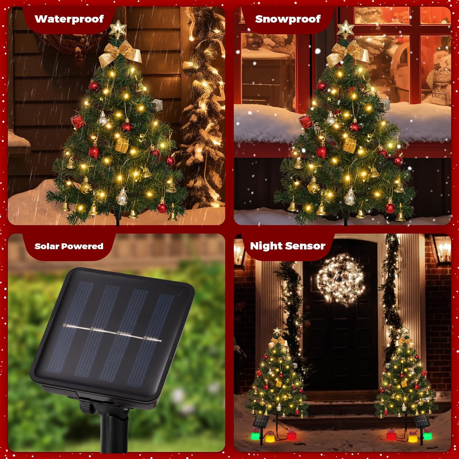 Detalle de ILLUMINEW Solar Christmas Tree Lights, 30-Inch