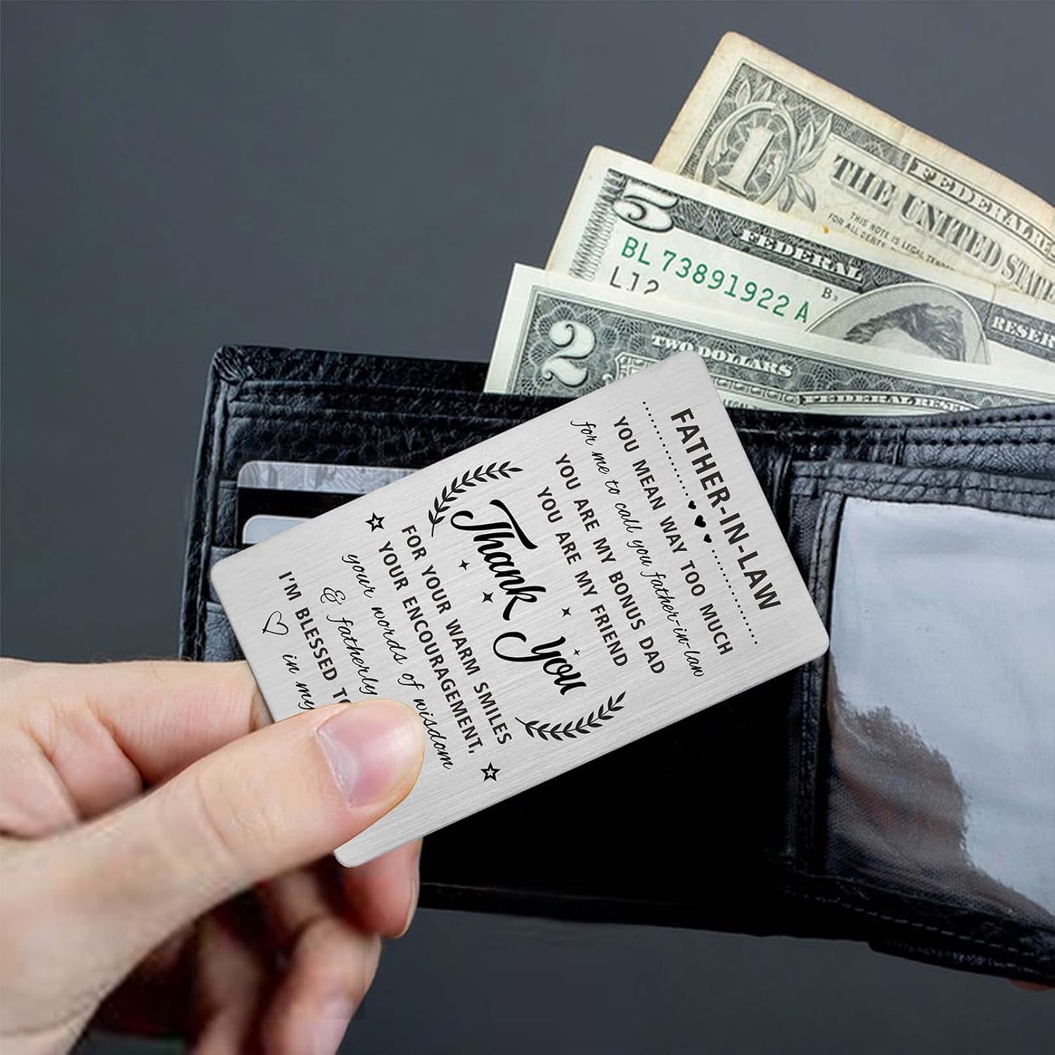Thumbnail 3 de Wallet Card for Father-in-Law, Stainless Steel