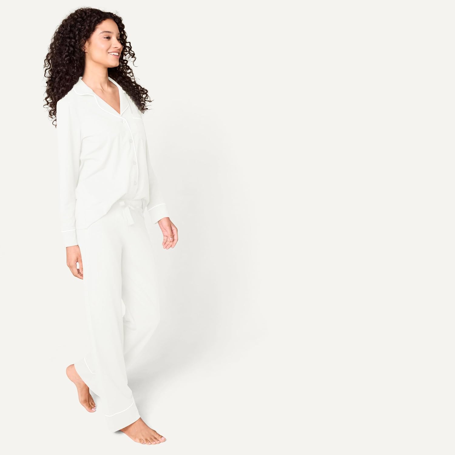 Detalle de Amazon Essentials Women's Cotton Modal Long-Sleeve Shirt and Full-Length Bottom Pyjama Set