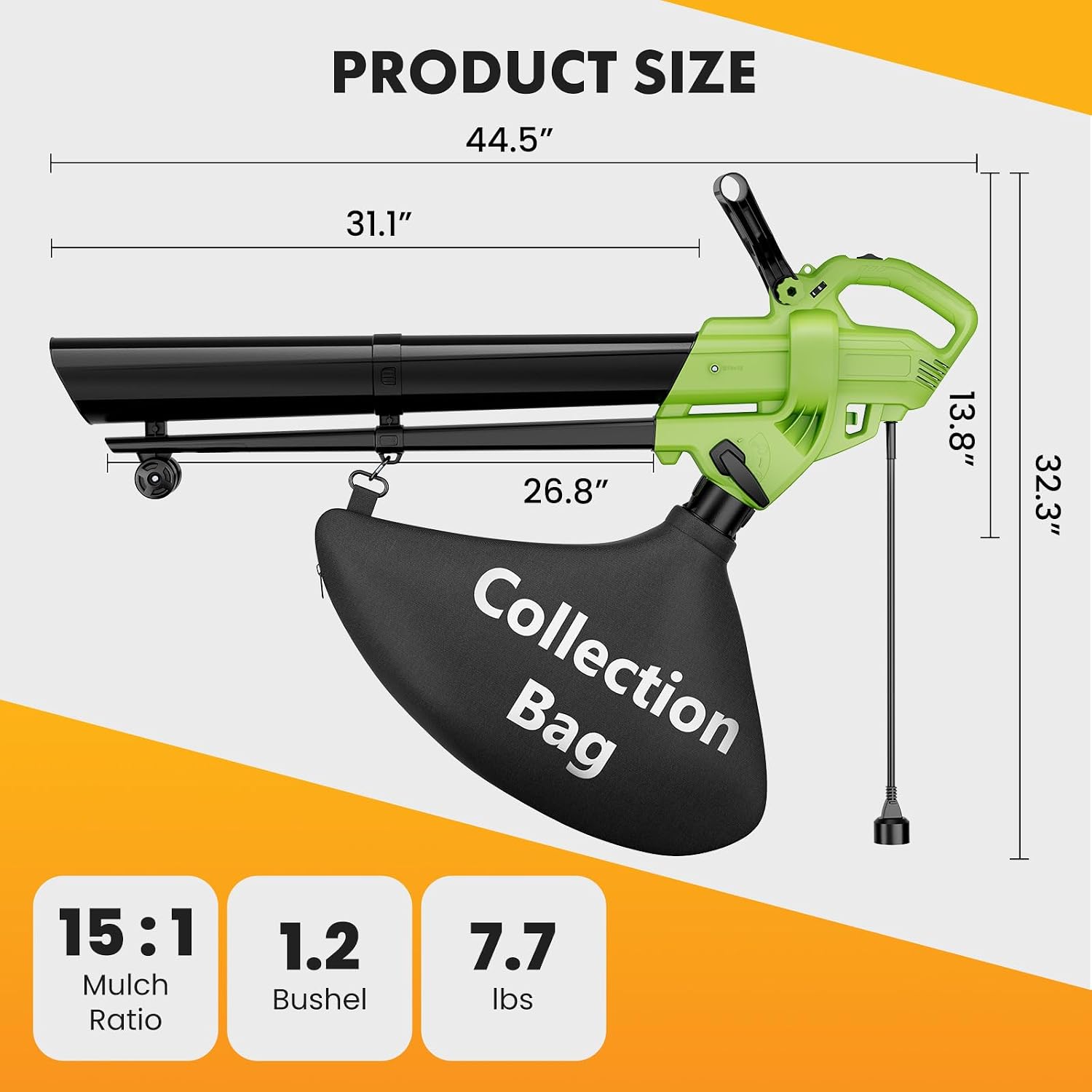 Thumbnail 4 de NEWBULIG Electric Leaf Blower Vacuum Mulcher with 1.2-Bushel Bag