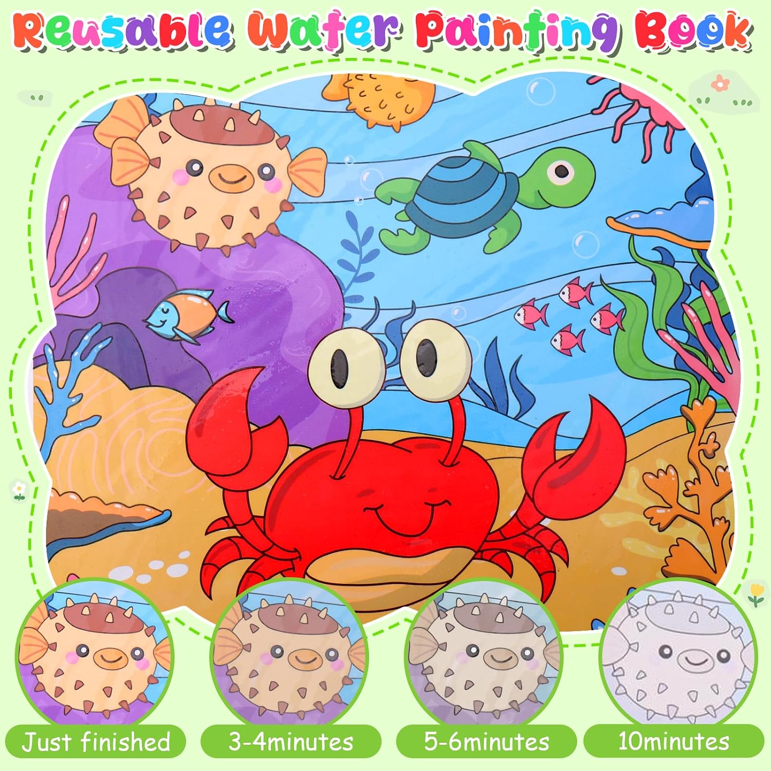 Detalle de Vodolo paint 01 Reusable Water Painting Books, 4-Pack with Refillable Pens