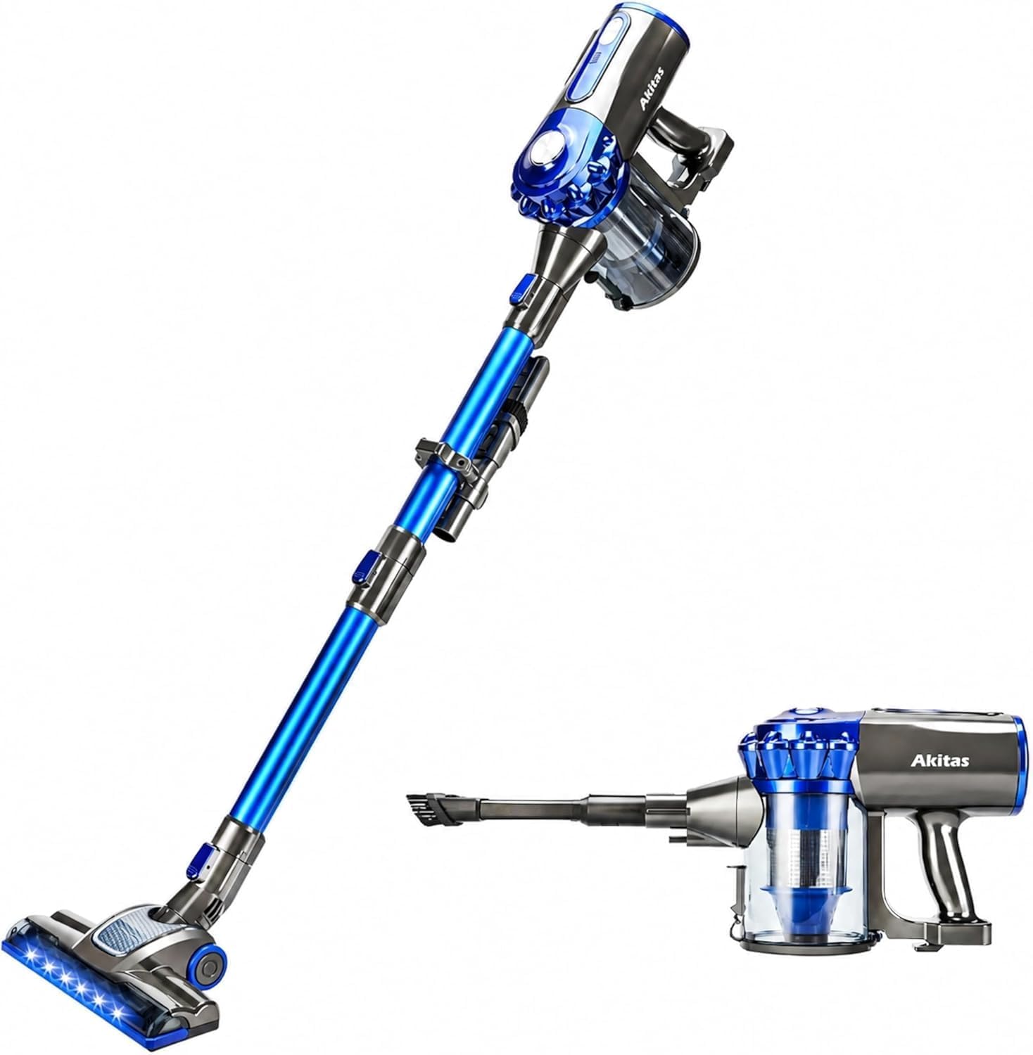 Detalle de Akitas V8 3-in-1 Cordless Hoover (Handheld & Upright) 22.2V, Rechargeable Vacuum for Floors, Carpets and Pet Hair