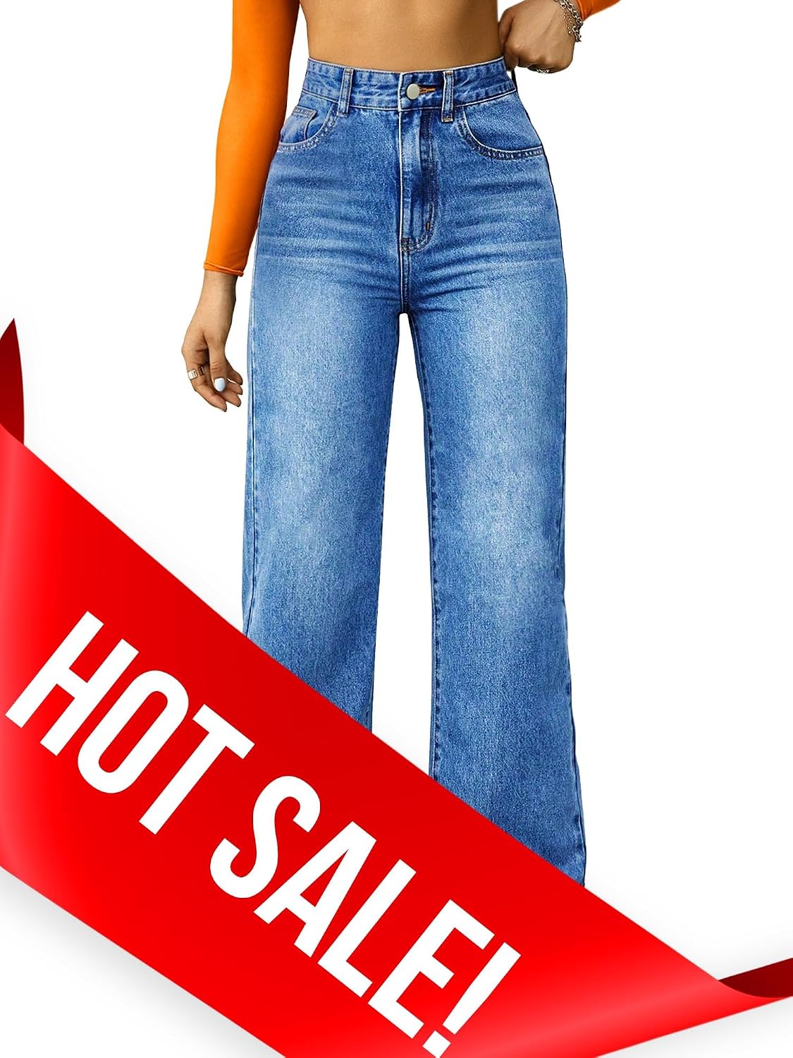 Thumbnail 6 de FUNUCA Women's Boyfriend Jeans, High-Rise Wide Leg in Stretch Denim