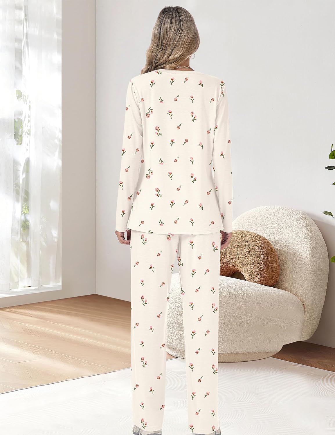 Detalle 2 de Rapbin Schlafanzug Damen Lang Pyjama Set