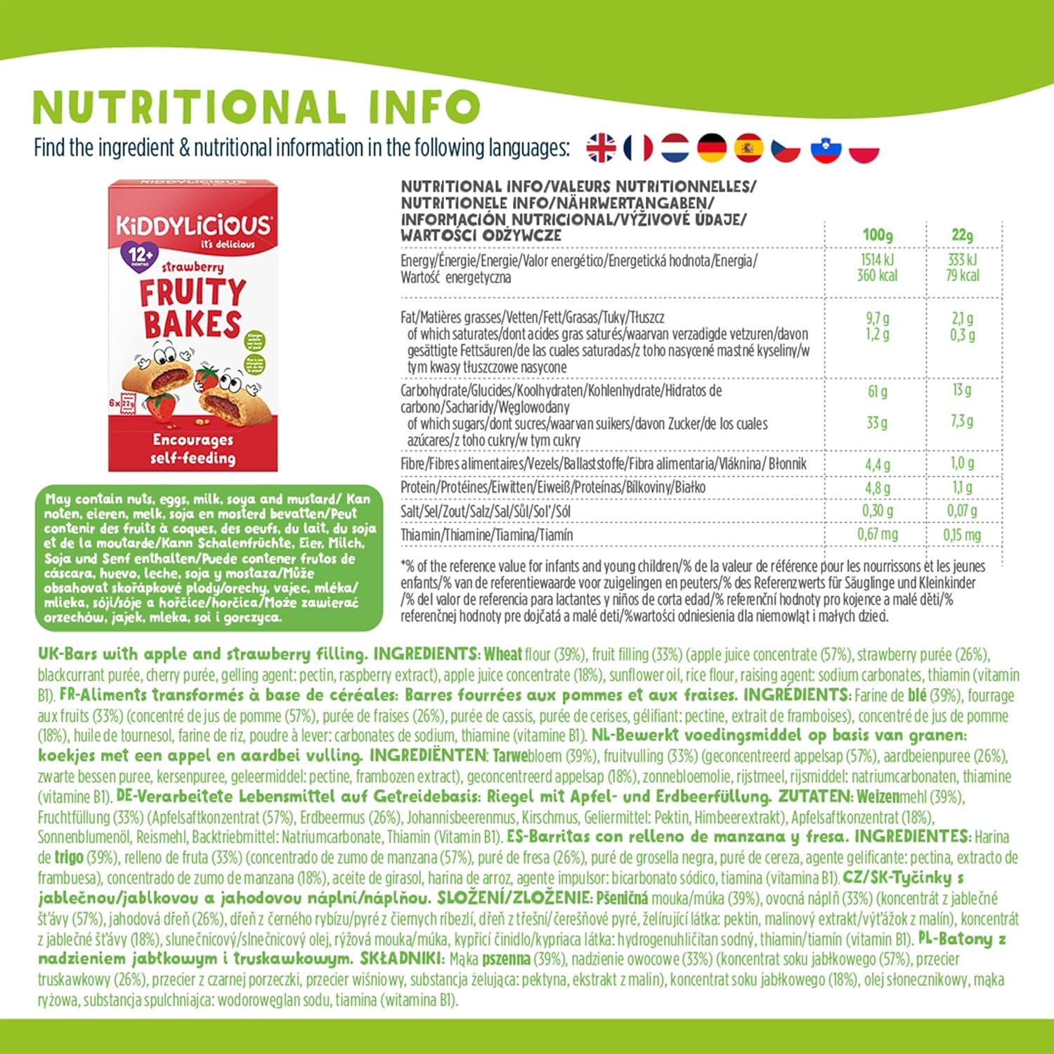 Thumbnail 1 de Kiddylicious Fruity Bakes Fraise – Dès 12 Mois, 1.06 kg (8 packs de 132 g)
