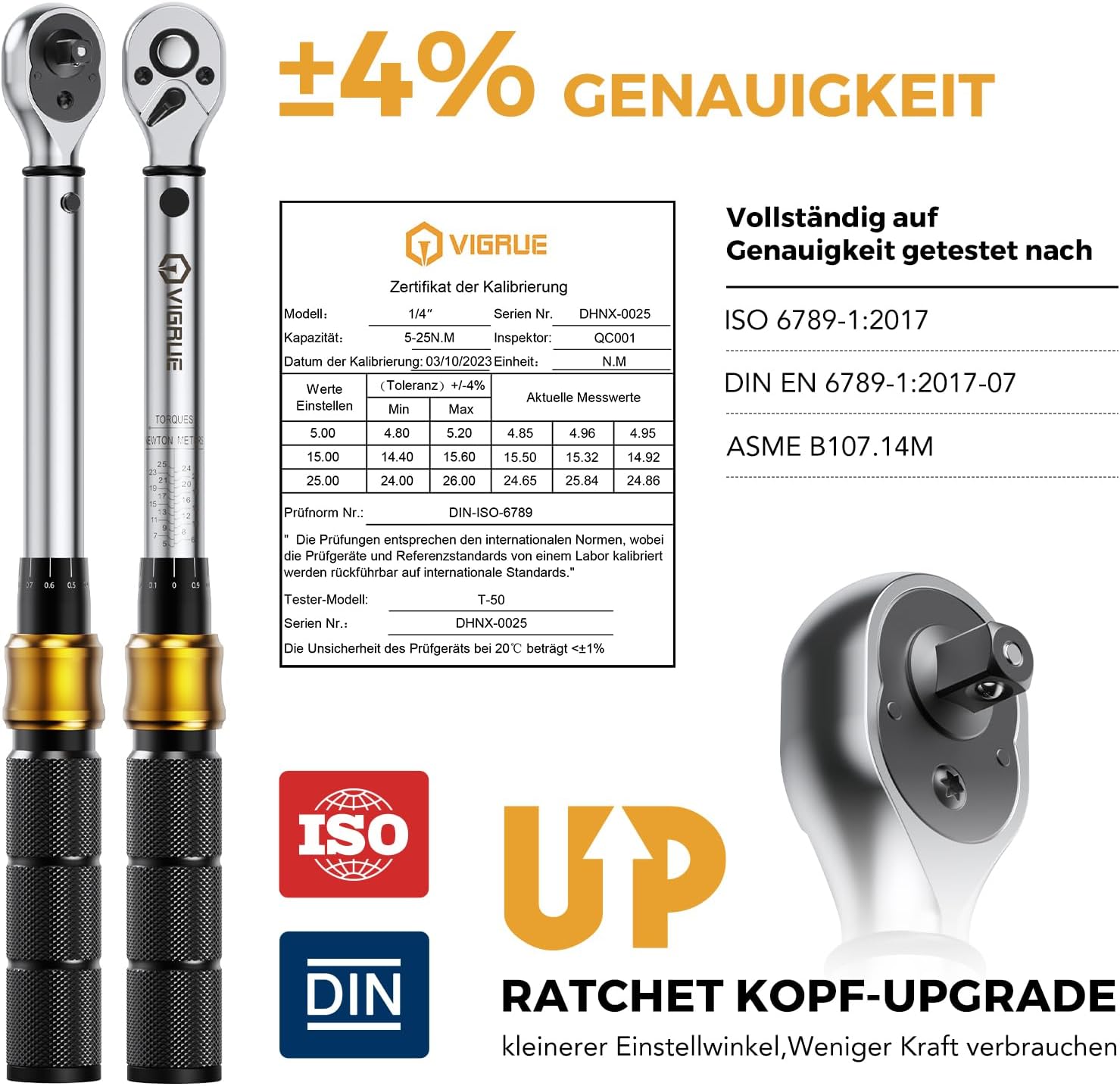 Thumbnail 1 de VIGRUE Drehmomentschlüssel Fahrrad 5–25 Nm (1/4 Zoll) – Drehmoment-Set inkl. Ratsche, Verlängerung, Gelenk und Bits