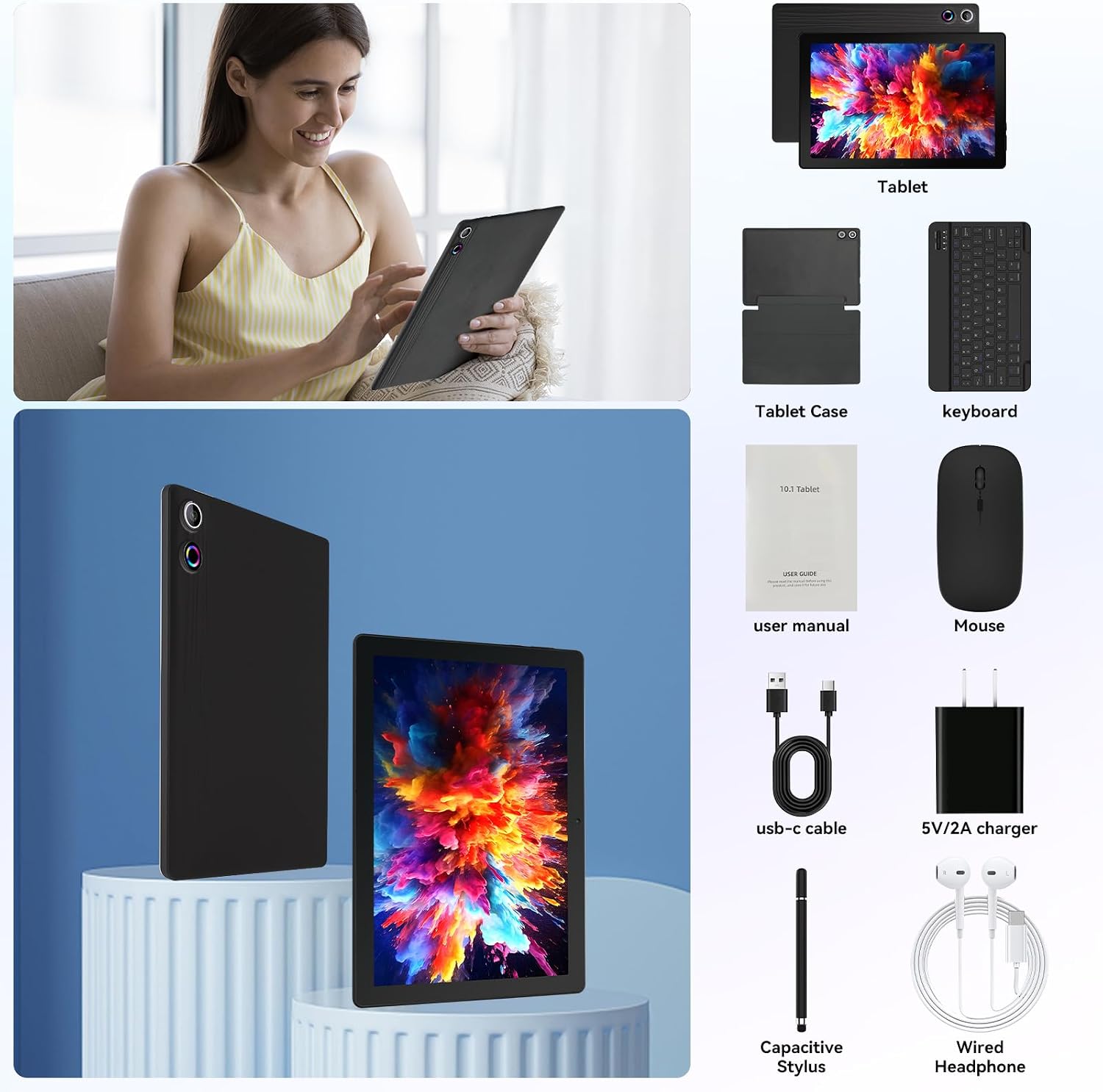 Thumbnail 6 de MUISOO 10-inch Android Tablet with Keyboard, Stylus, Mouse, Earphone and Case