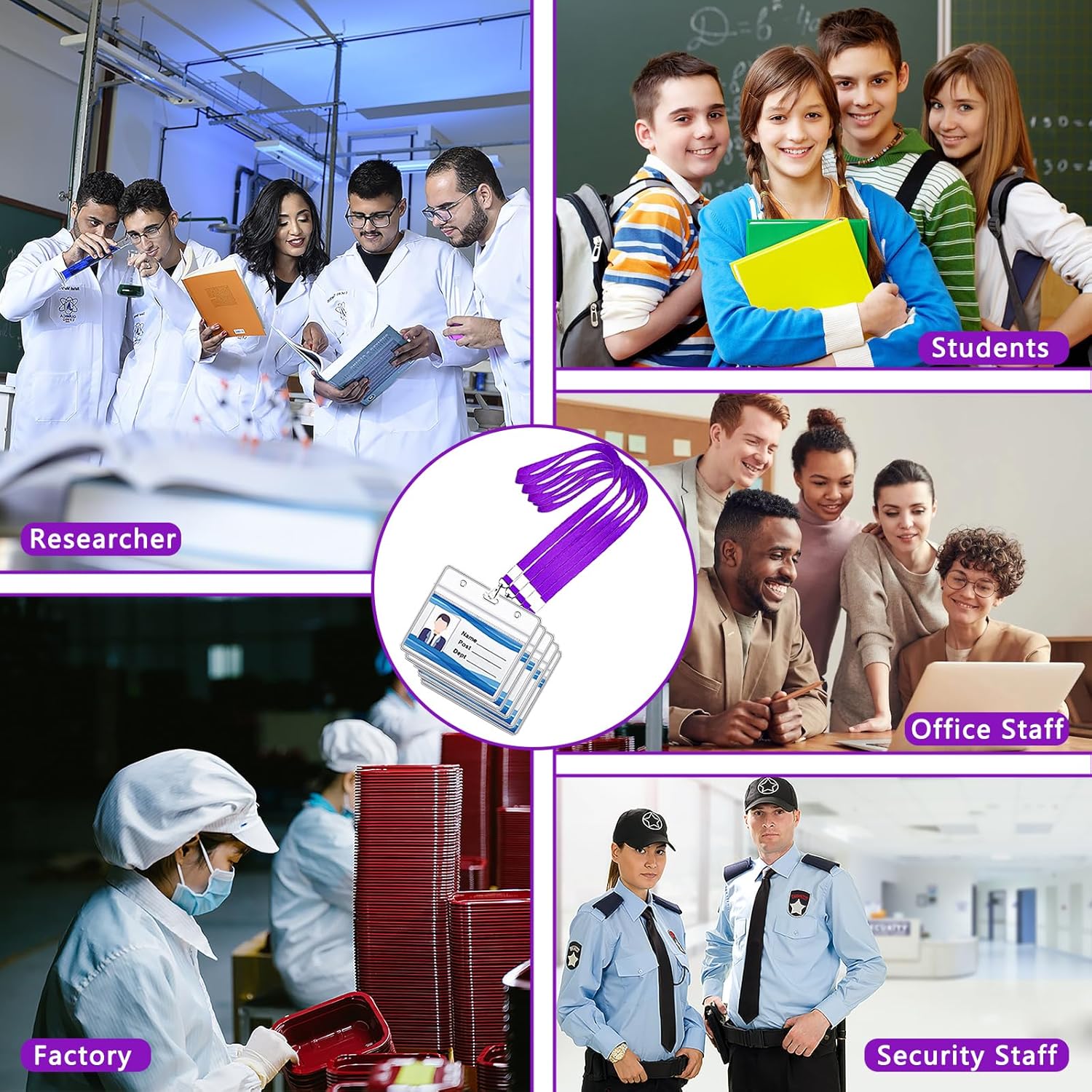 Thumbnail 6 de XHDA Purple 10PCS Lanyards with Card Holders and ID Card PVC Wallets