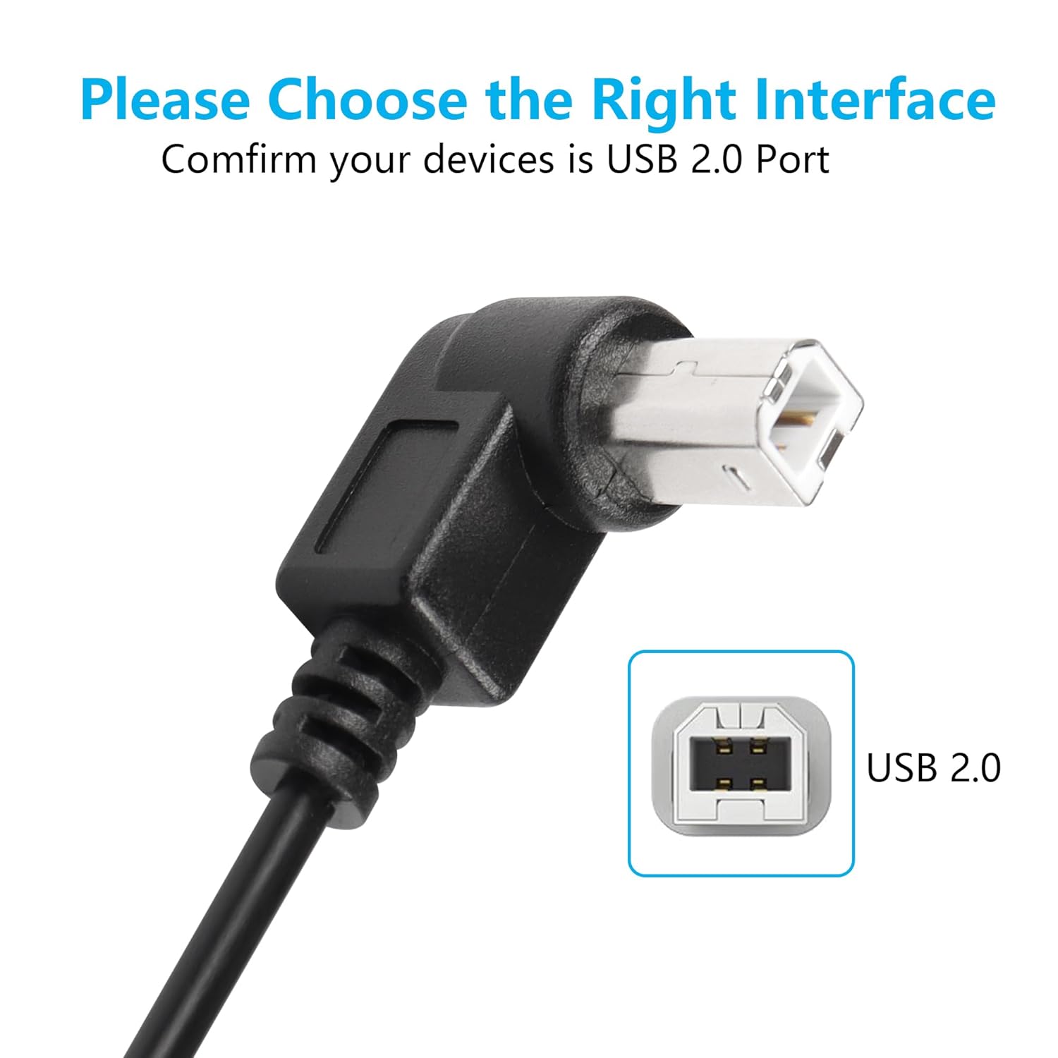 Thumbnail 2 de SinLoon 2 Pack USB C Printer Cable Right Angled USB B to Type C Cord (11.8in) for Printer, MIDI Controller and Scanner