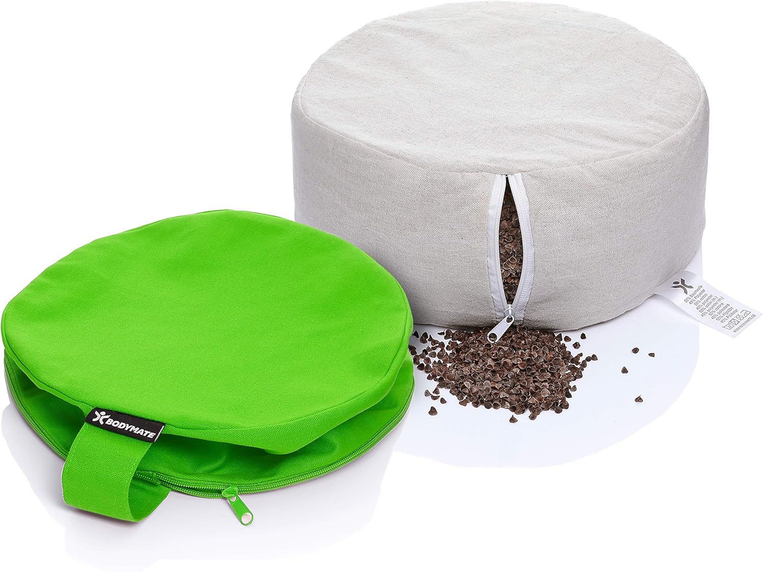 Thumbnail 4 de BODYMATE Coussin de yoga rond en fourrure de sarrasin (zafu) 31 cm – housse 100% coton lavable