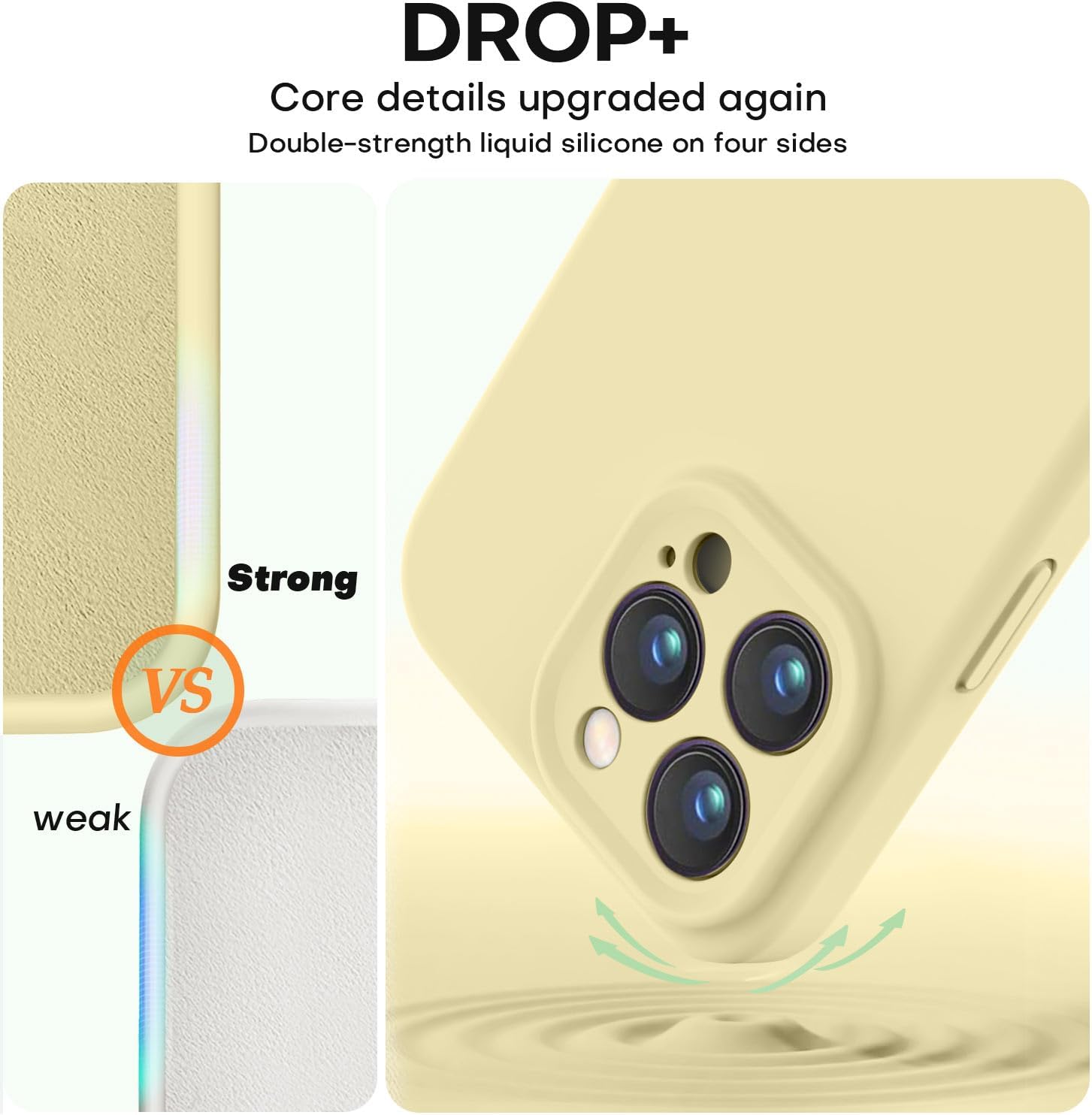Detalle 2 de Vooii Compatible iPhone 16 Pro Max Case (Liquid Silicone, Creamy Yellow) with Camera Protection