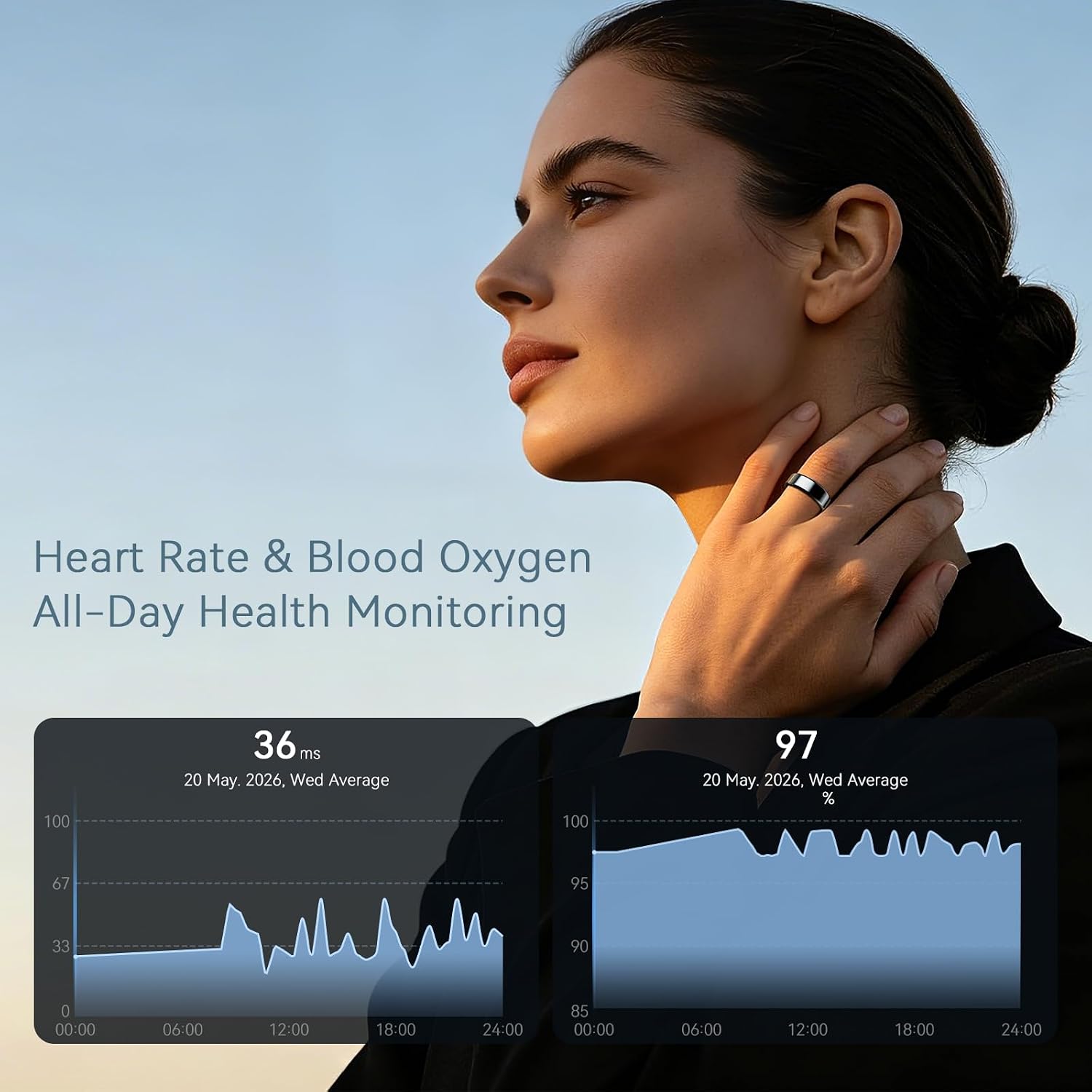 Thumbnail 4 de VANBERRAY well 1 BL 9 Smart Ring, Black Size 9, Sleep and Health Tracking