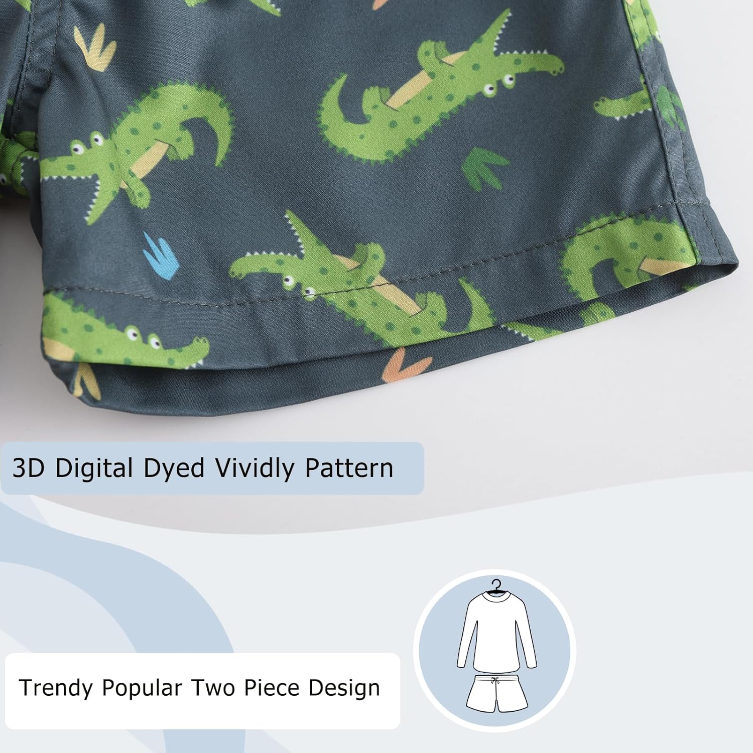 Thumbnail 3 de Aisyee Baby Boy Swimsuit Long Sleeve with Board Shorts (6 Months–5 Years)