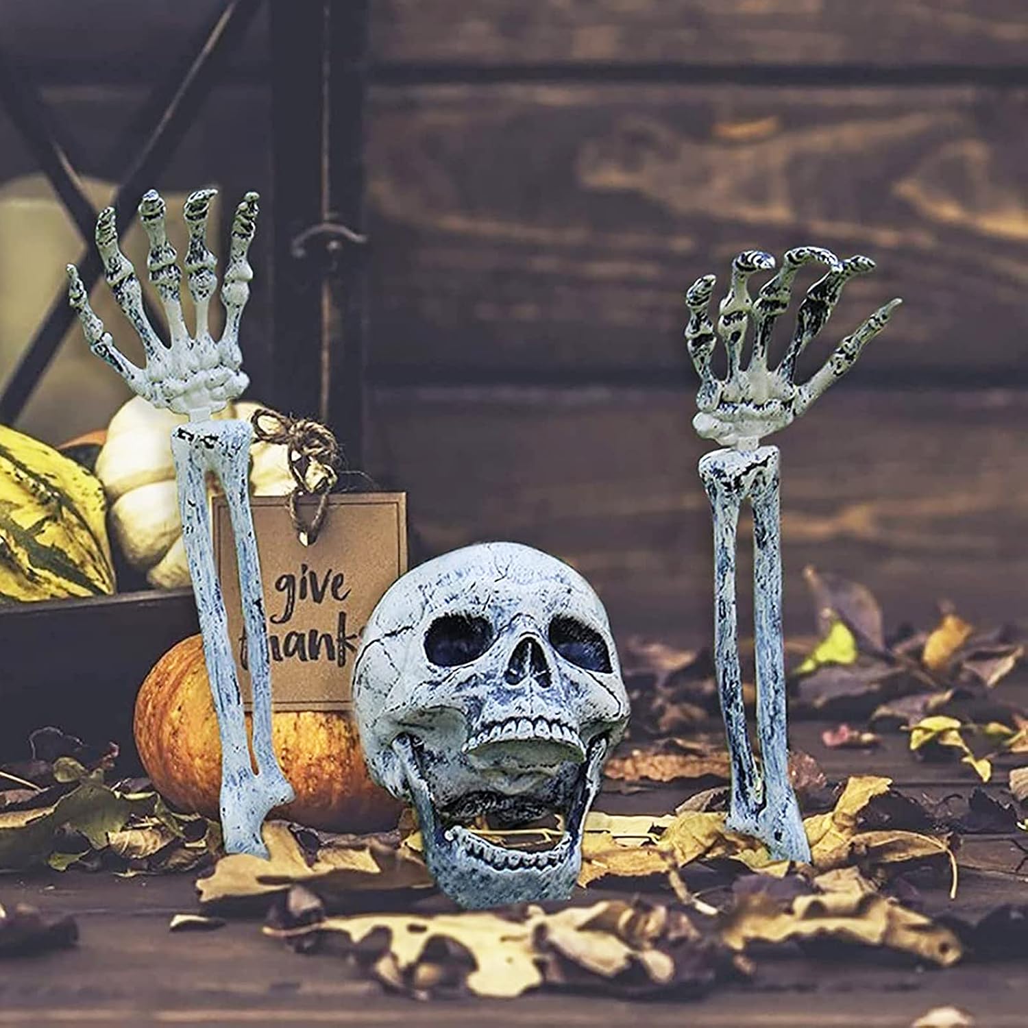 Detalle de EddHomes Skeleton Stake 5pcs Halloween Decor, Life-Size Plastic Head and Arms
