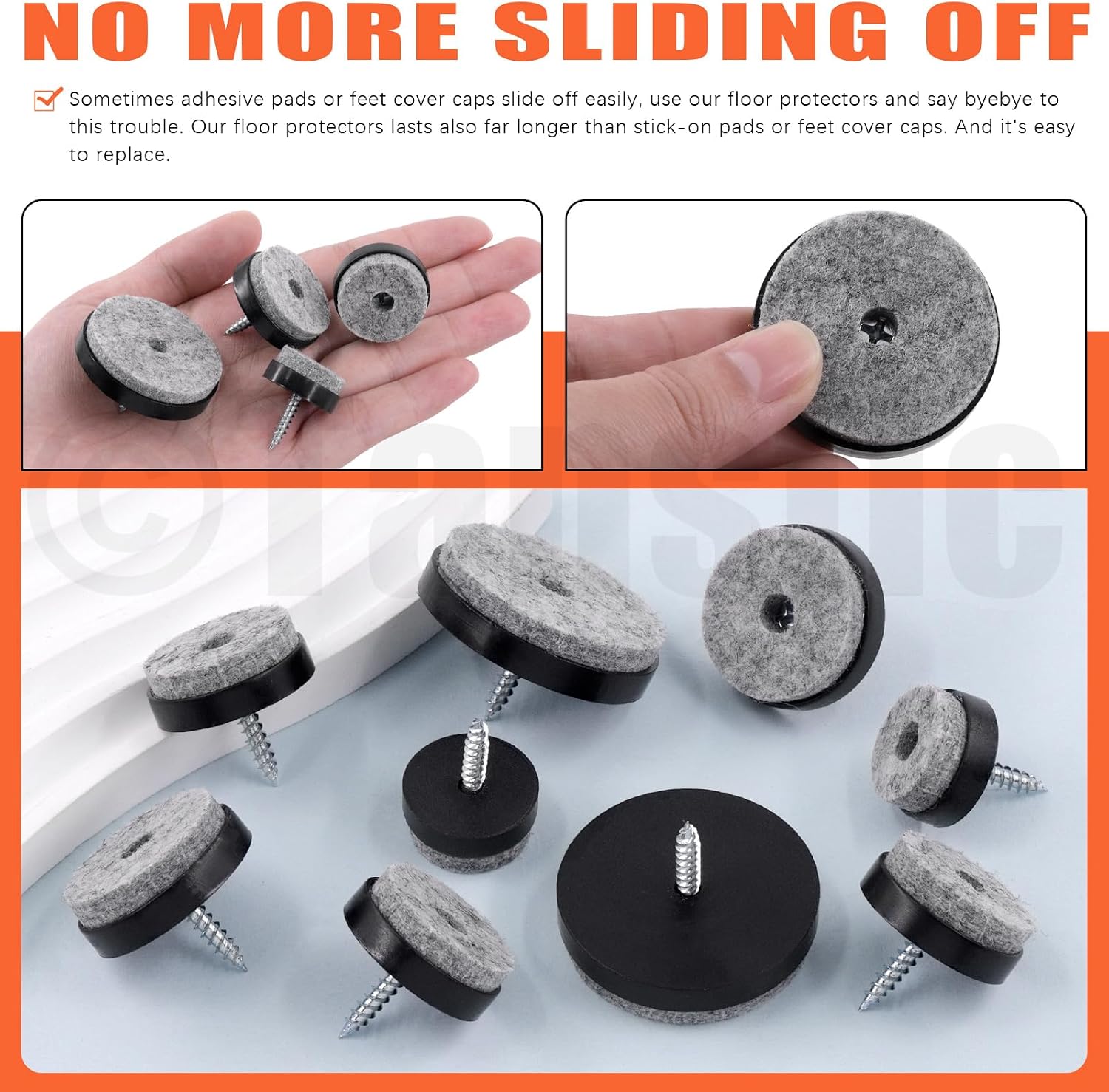 Detalle 2 de Tanstic Screw-On Felt Furniture Pads 1.5-inch
