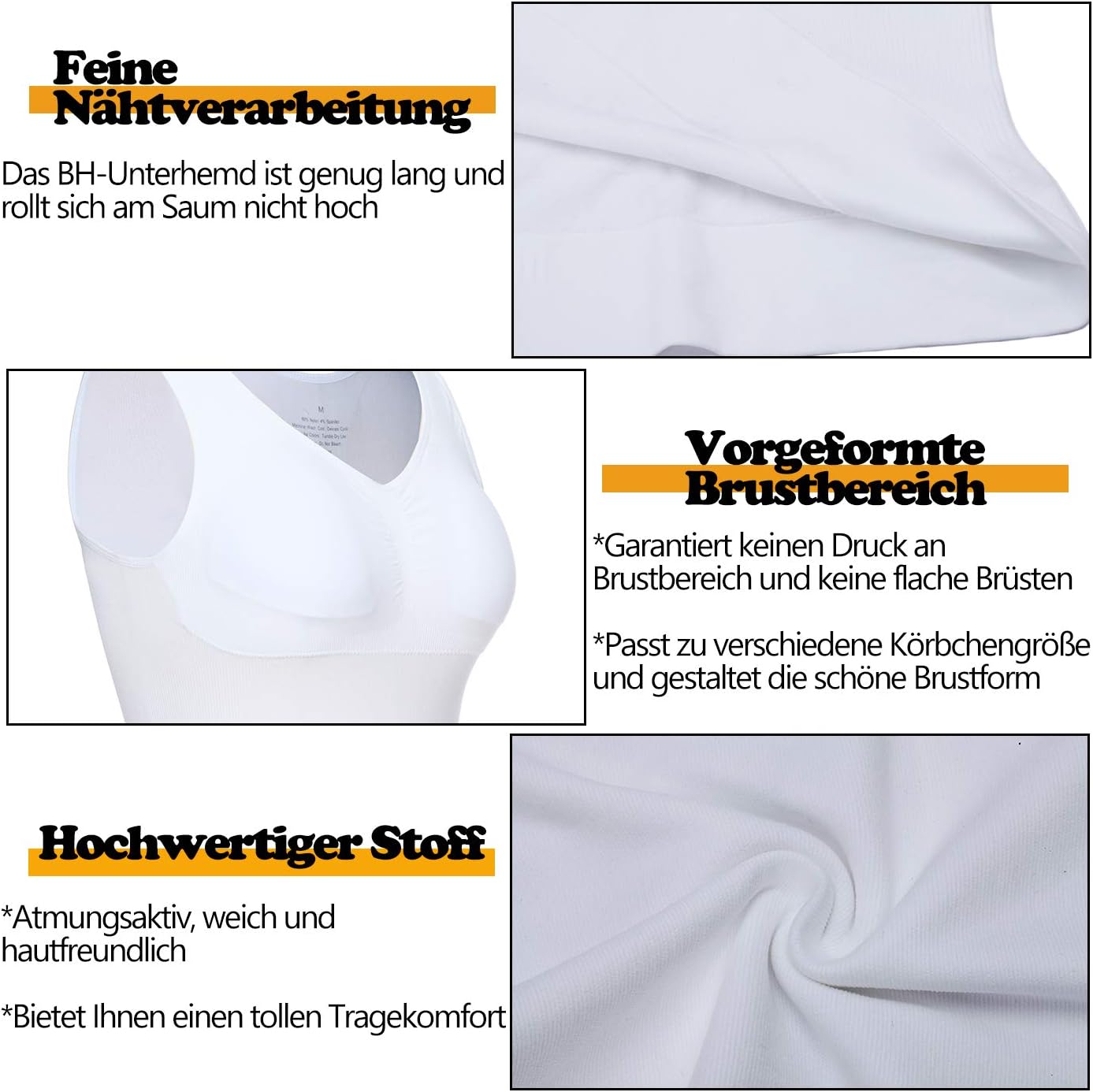 Detalle 2 de SLIMBELLE Damen Unterhemd BH Hemd, naadloze shapeweartop met afneembare cups