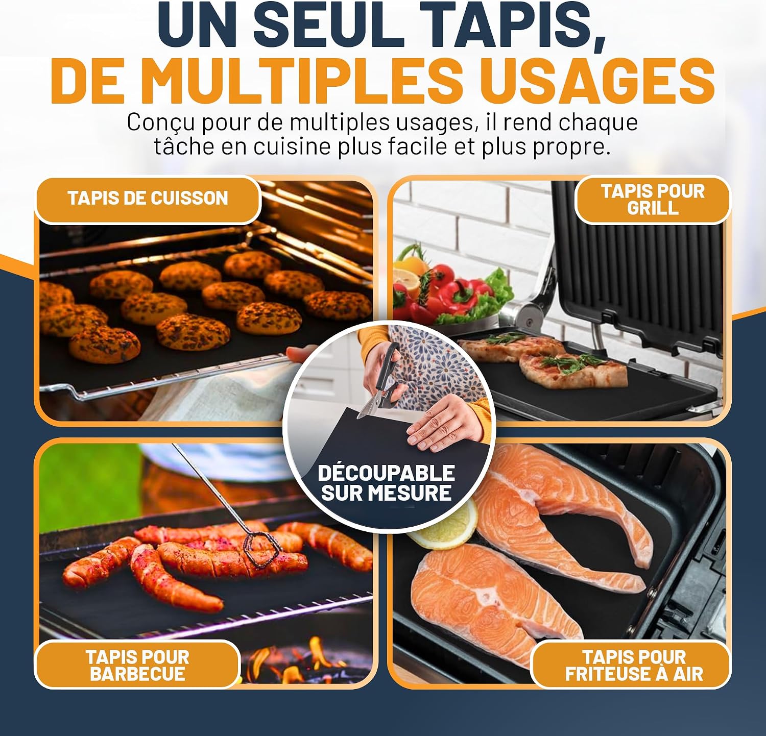 Detalle de Linda’s Essentials Feuille Protection Four Cuisson (Lot de 2) – Tapis de Cuisson Réutilisable 32x50 cm