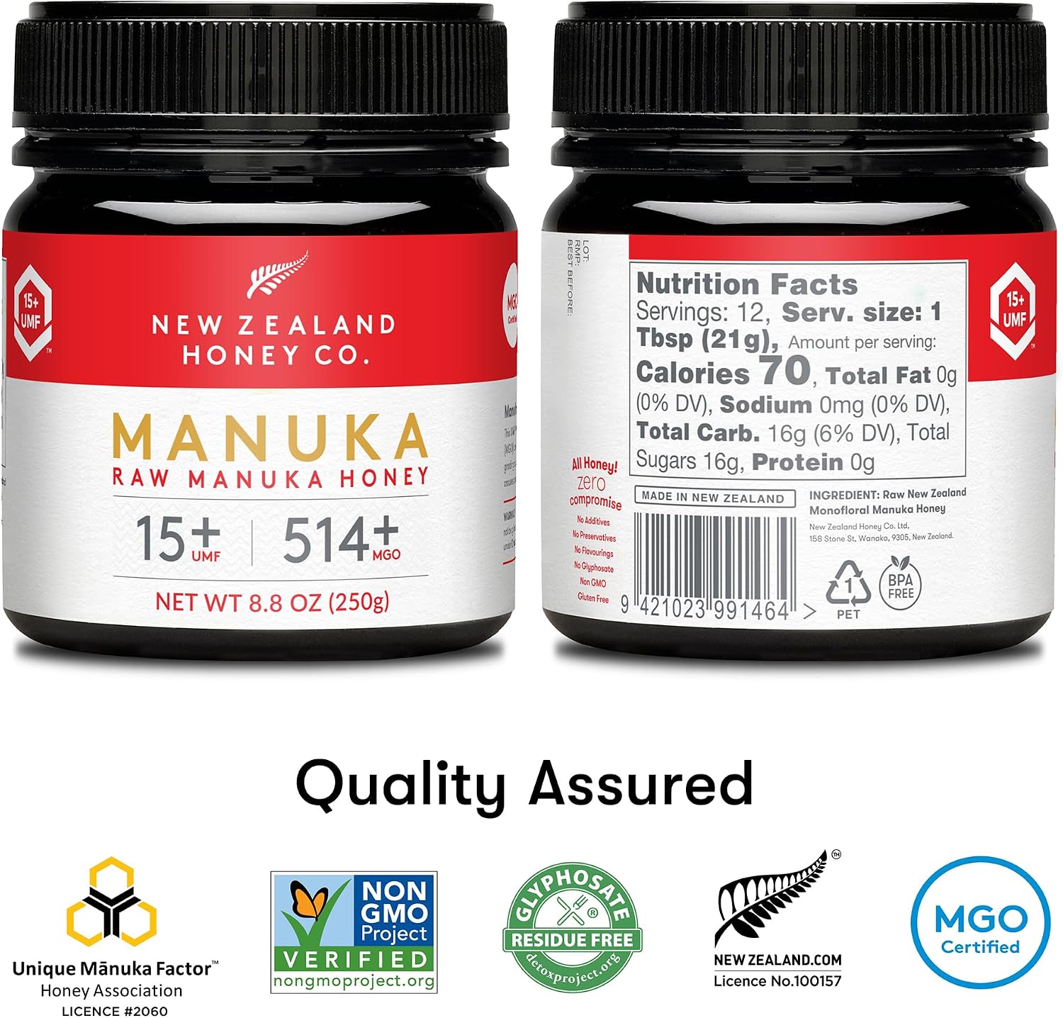 Detalle 2 de New Zealand Honey Co. Manuka MGO 514+ 🐝 250g