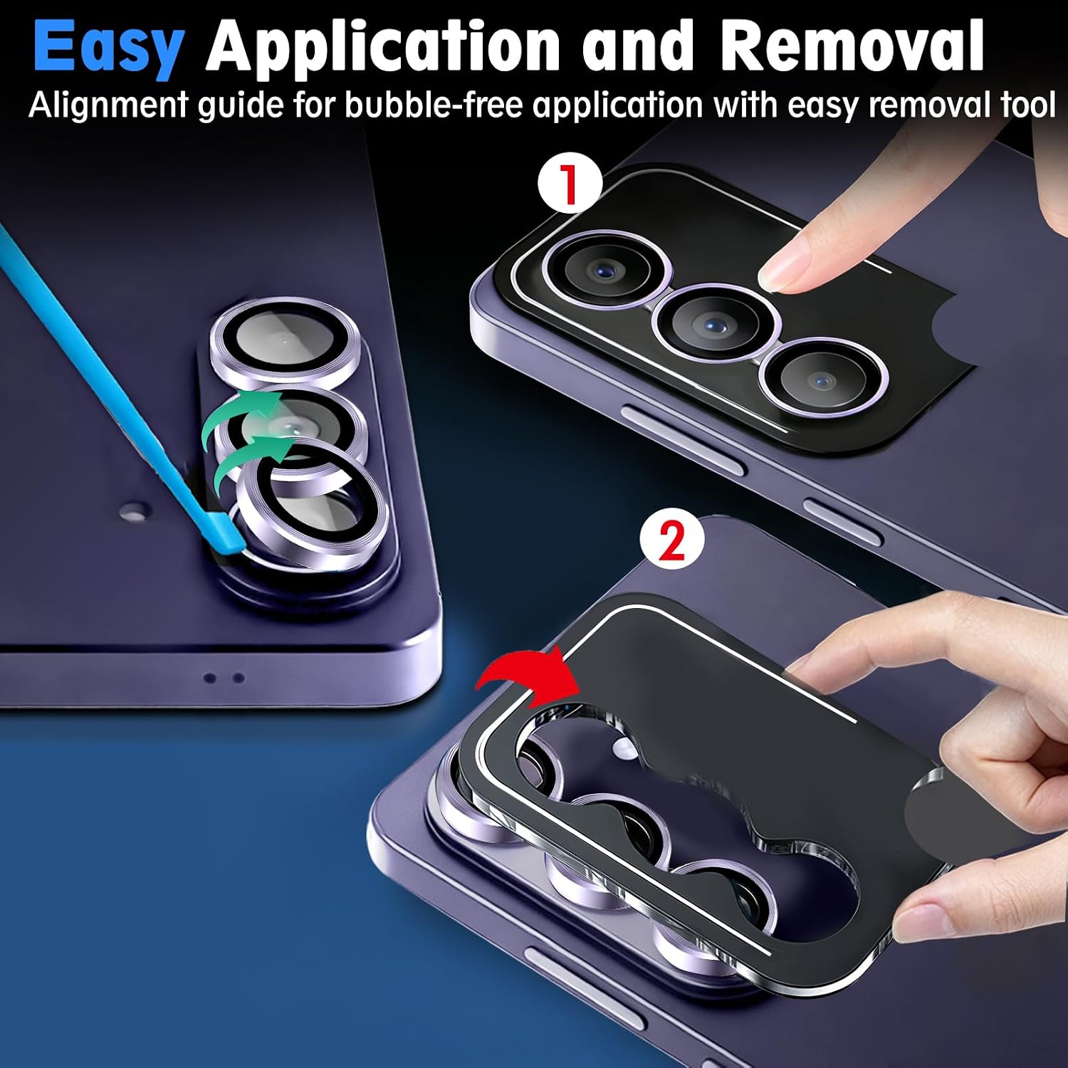 Detalle de SiHPuoy Camera Lens Protector for Galaxy S26/S26 Plus, Purple, 9H Glass