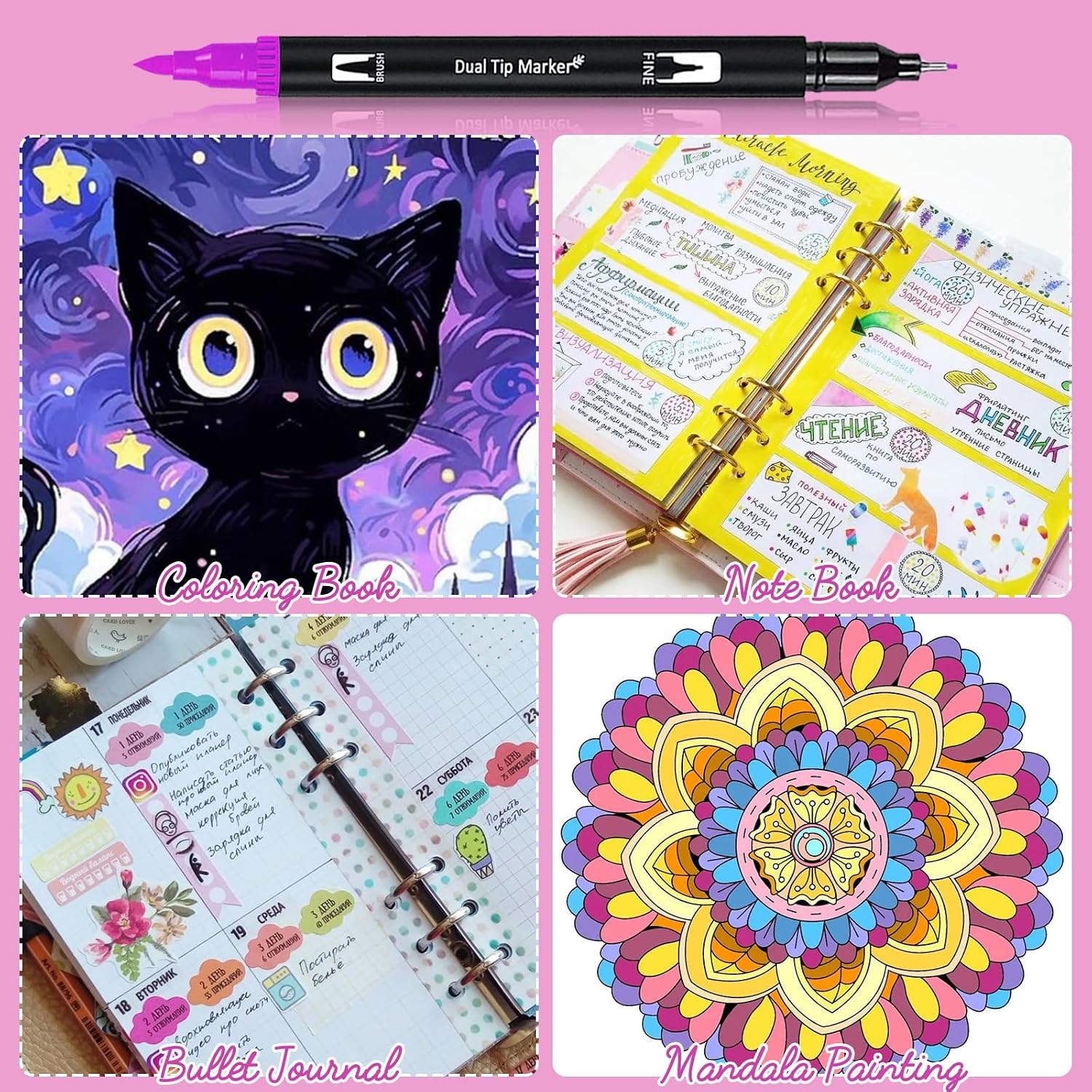 Detalle 2 de VAKKI 60 Dual Tip Colouring Pens 60 colours