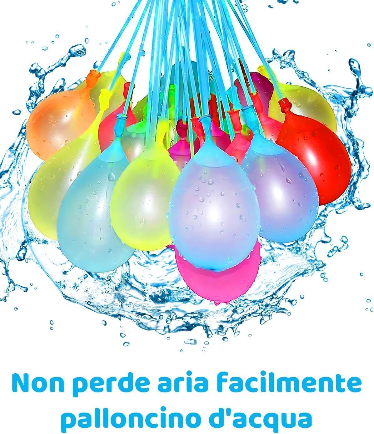 Detalle 2 de HW CASA 222 Palloncini d'Acqua – 60s Autosigillanti, lattice 100%, multicolore