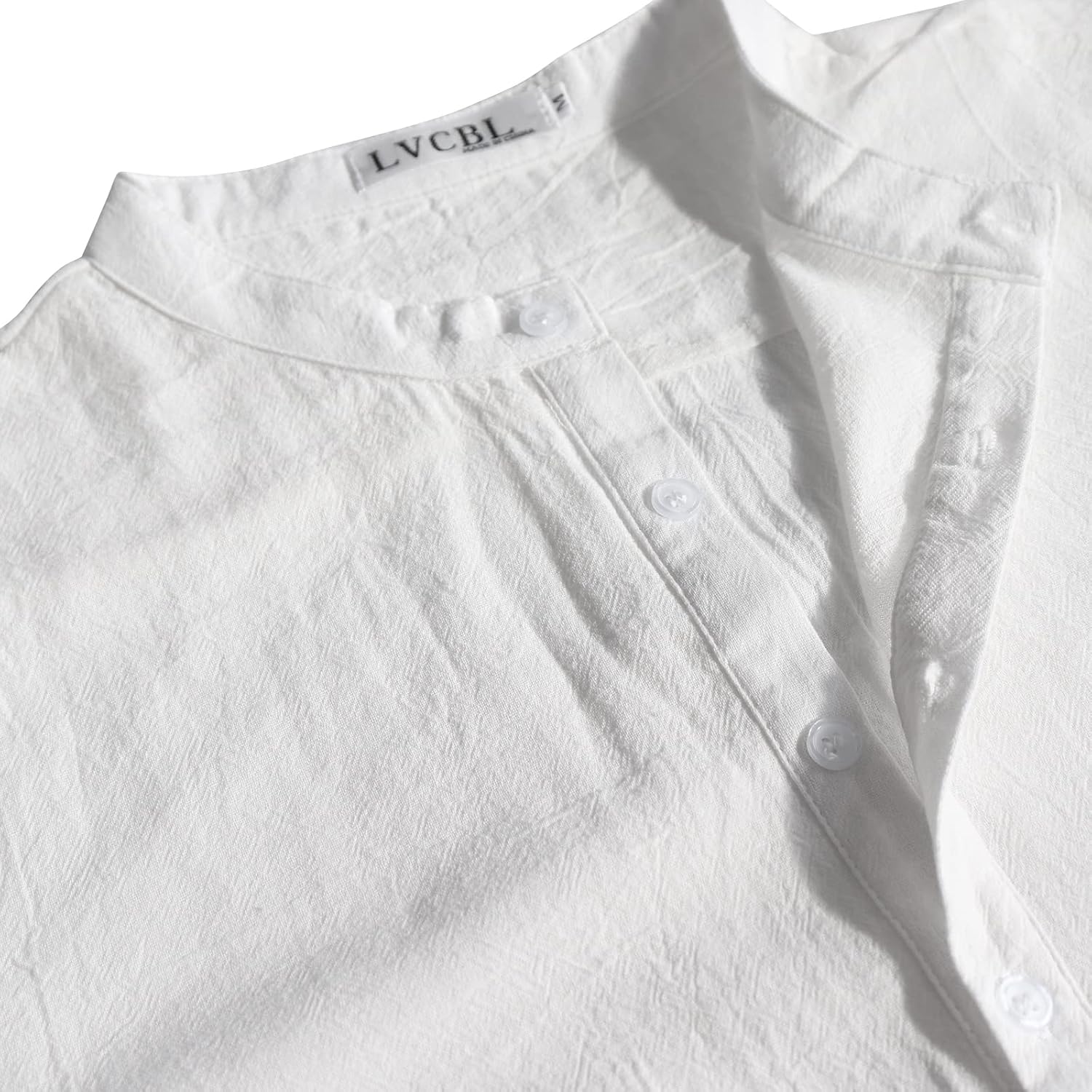 Detalle de LVCBL Camicia da Uomo in Lino Estiva A Maniche Lunghe, Vestibilità Normale