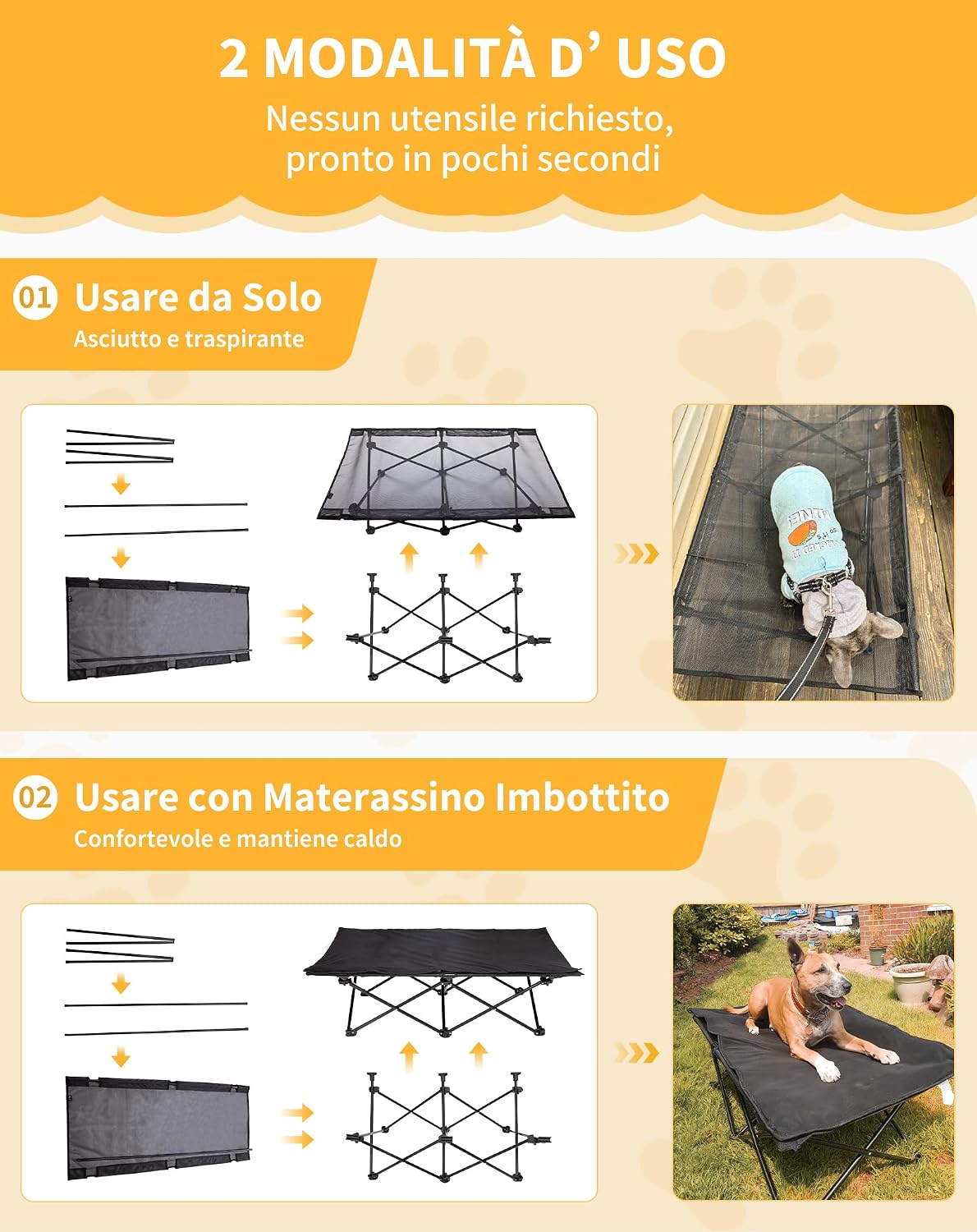 Thumbnail 6 de KingCamp Letto Rialzato per Cani con Tappetino Scamosciato: Comfort, Stabilità e Versatilità all'aperto