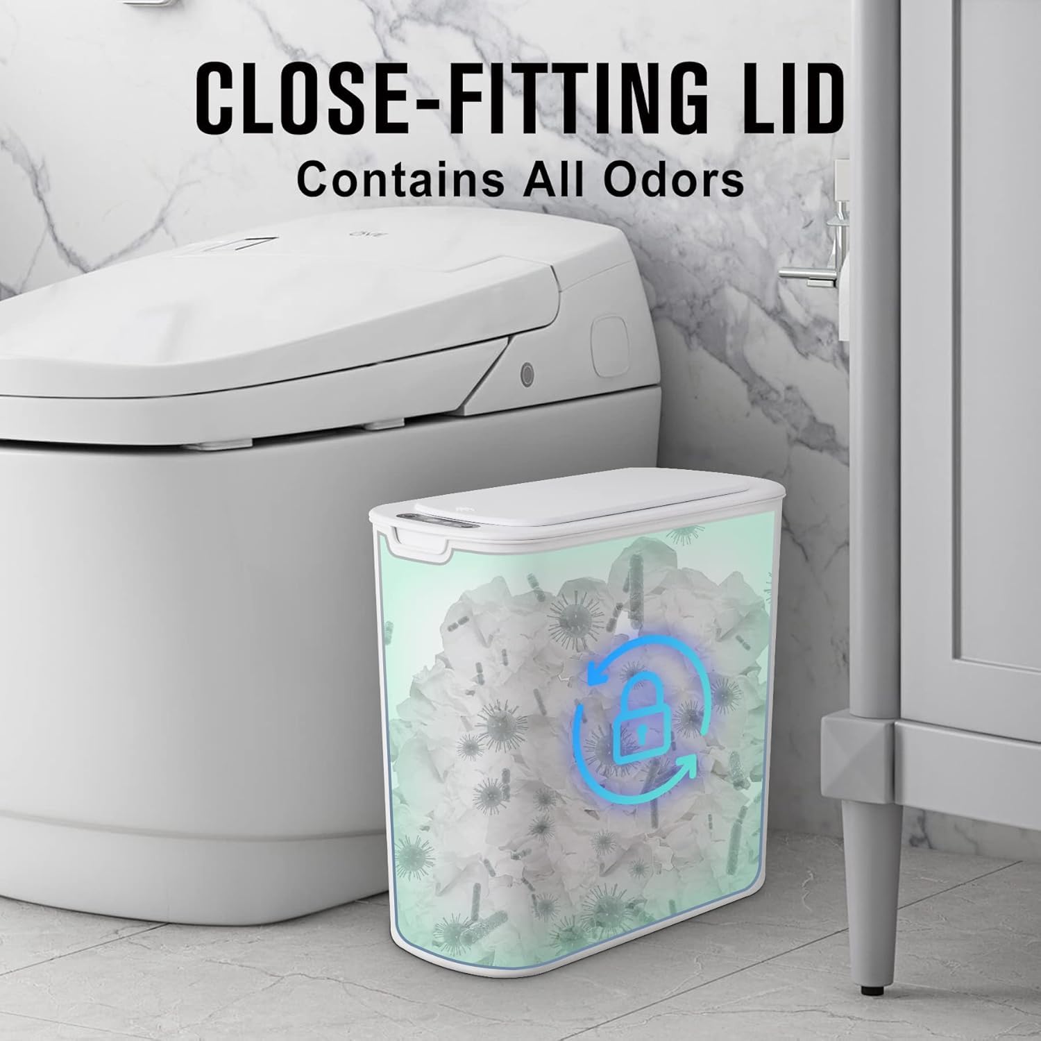 Detalle 2 de Cesun 2.6-Gallon Automatic Bathroom Trash Can with Motion Sensor, White