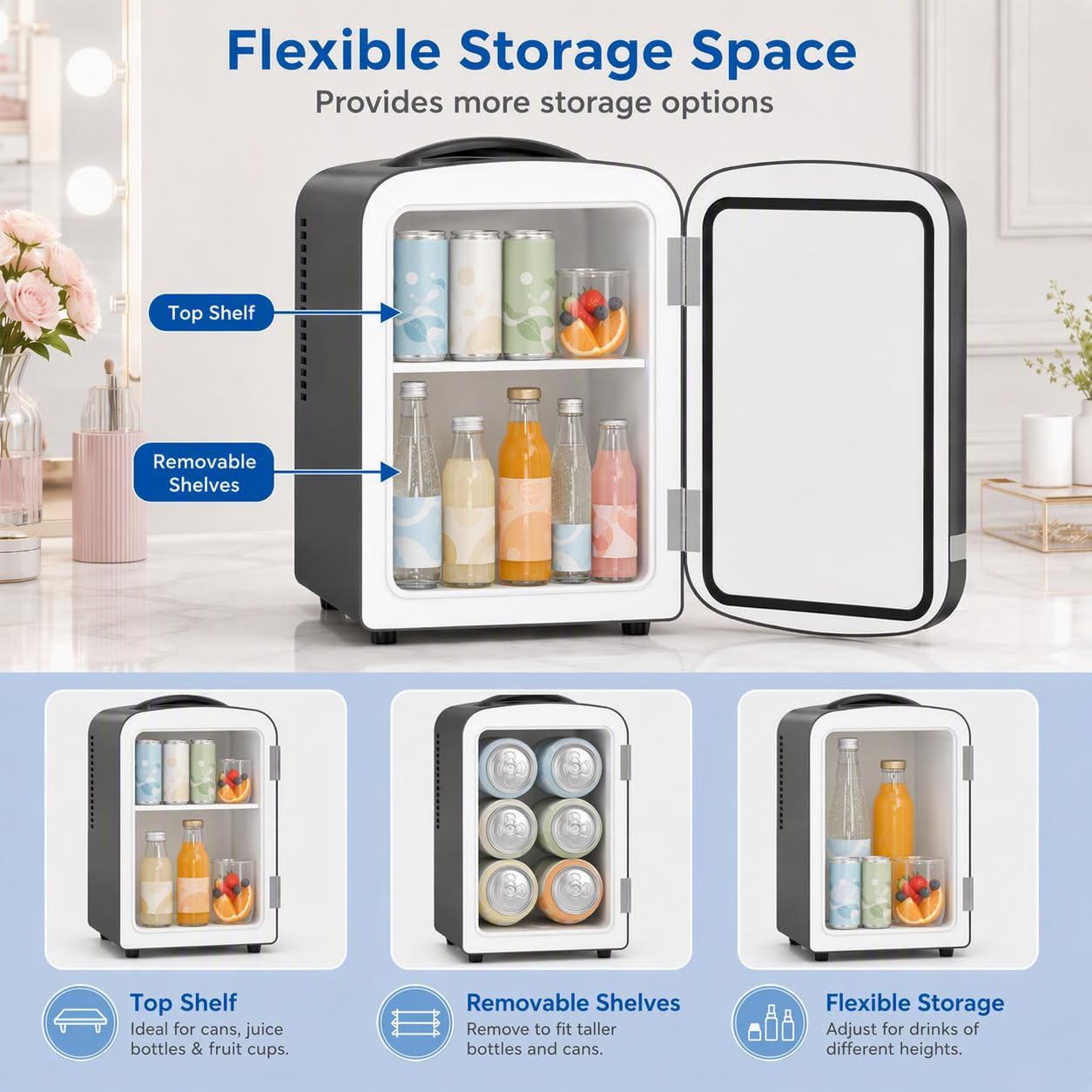 Detalle de Kismile LY2504L2 4L Mini Fridge with AC/DC Power and Removable Shelf