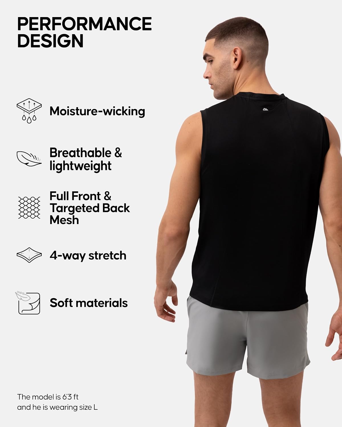 Thumbnail 1 de DANISH ENDURANCE Men's Gym Tank Top, Recycled Fabric and Ventilated Mesh Sides