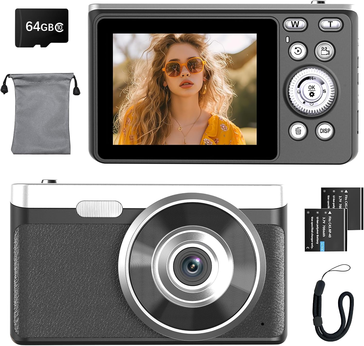 Detalle de Digitalkamera 4K 48MP Fotokamera mit 2,8 Zoll Display – idealer Begleiter für Teens und Anfänger